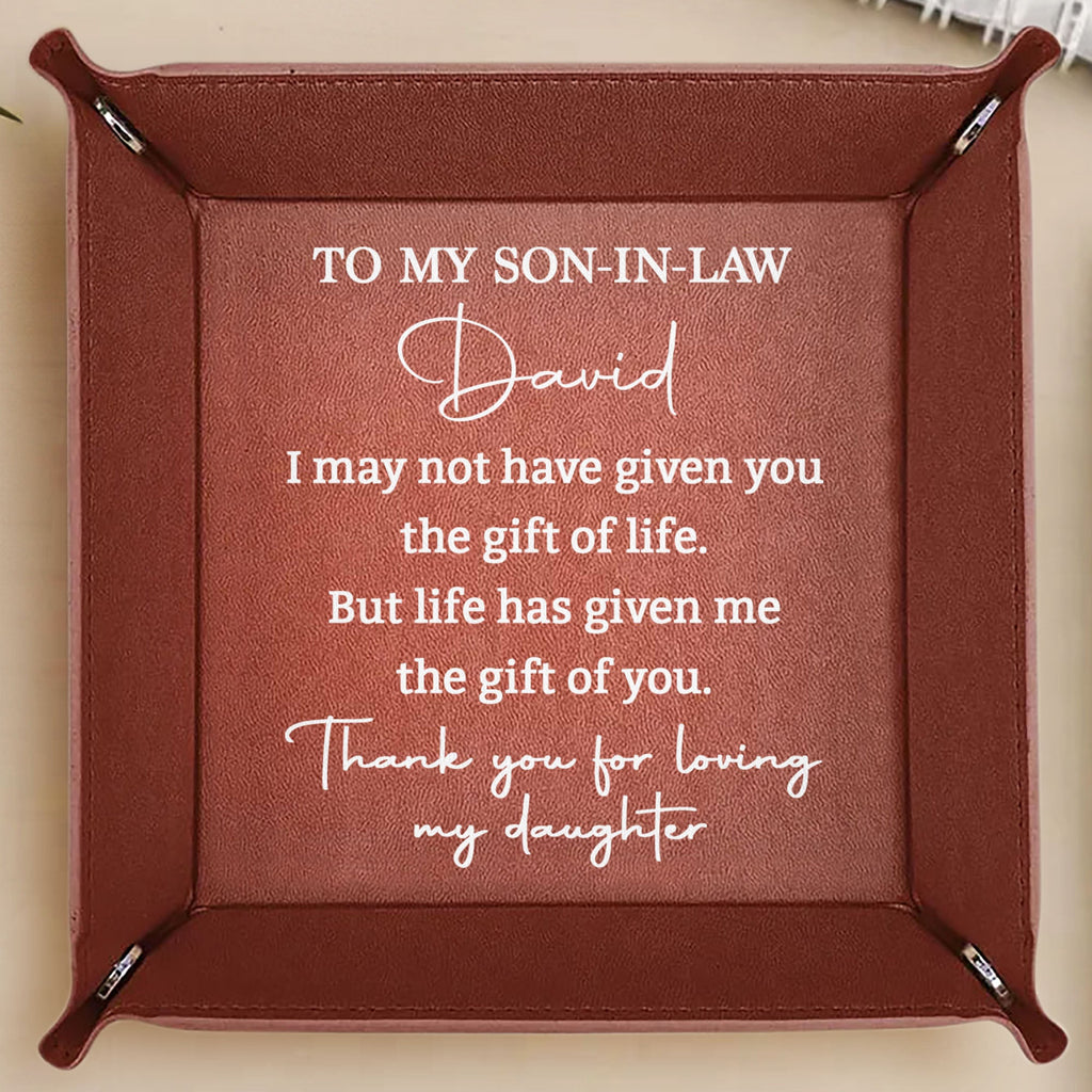 Personalized Leather Valet Tray Custom Name Gift for Son-in-Law Valet Tray GradoCreations