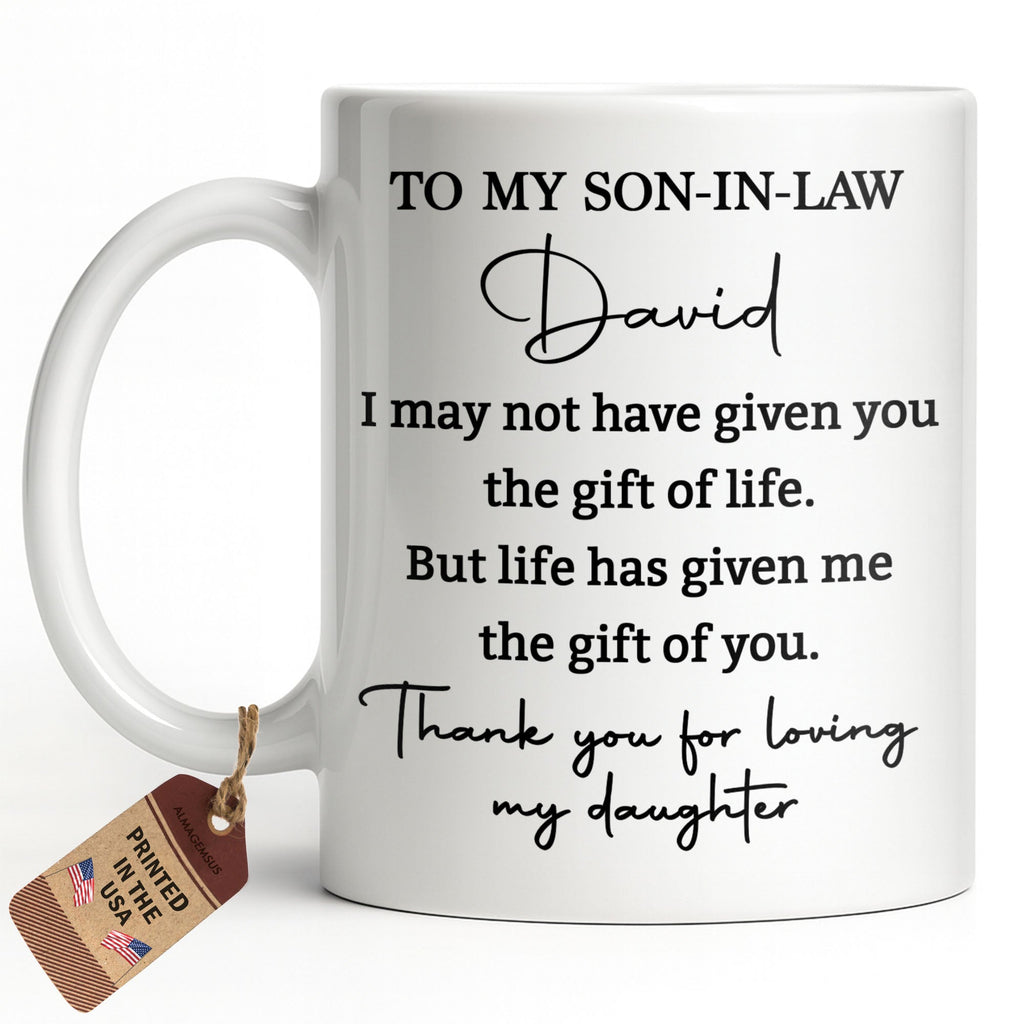 Personalized Coffee Mug Gift for Son-in-Law Life Quote Edge-to-edge Mug GradoCreations