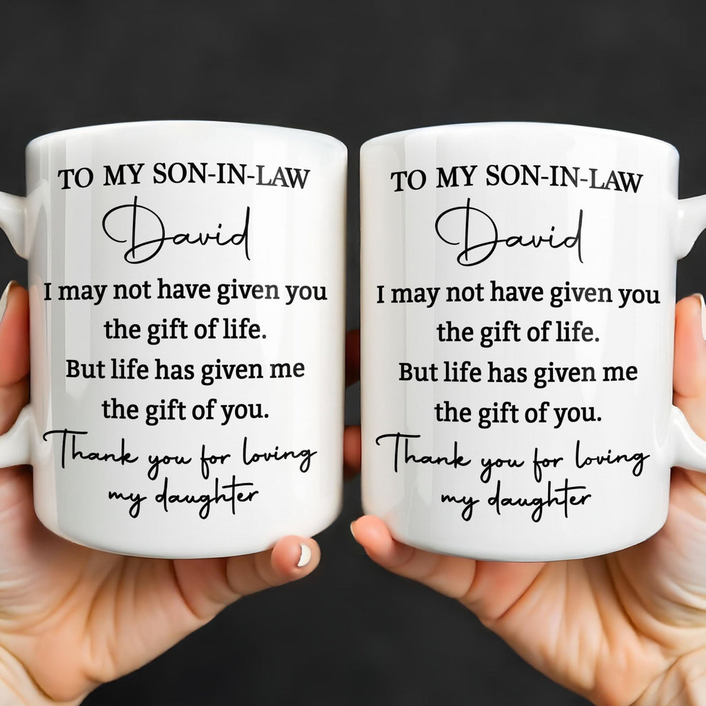 Personalized Coffee Mug Gift for Son-in-Law Life Quote Edge-to-edge Mug GradoCreations