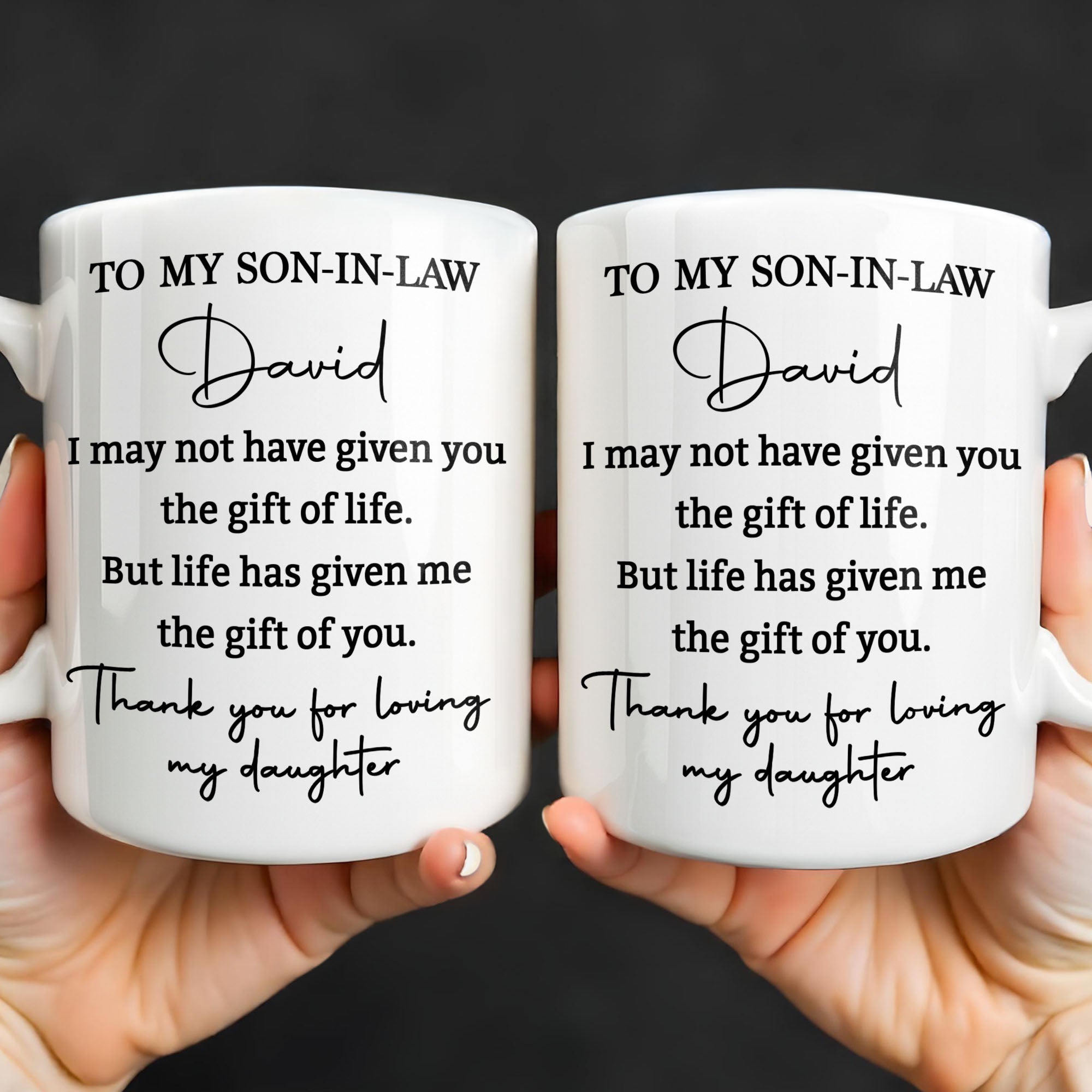 Personalized Coffee Mug Gift for Son-in-Law Life Quote Edge-to-edge Mug GradoCreations