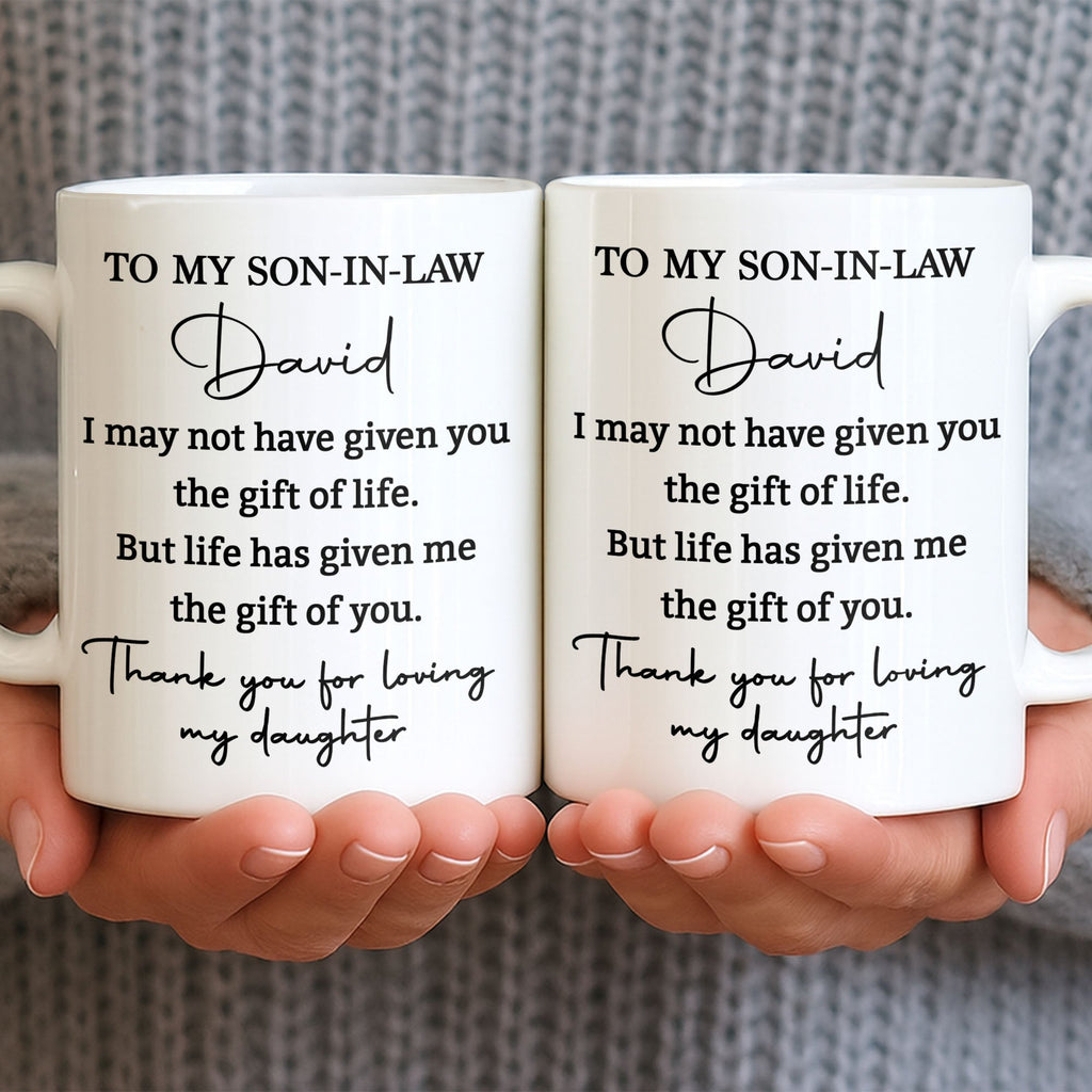 Personalized Coffee Mug Gift for Son-in-Law Life Quote Edge-to-edge Mug GradoCreations