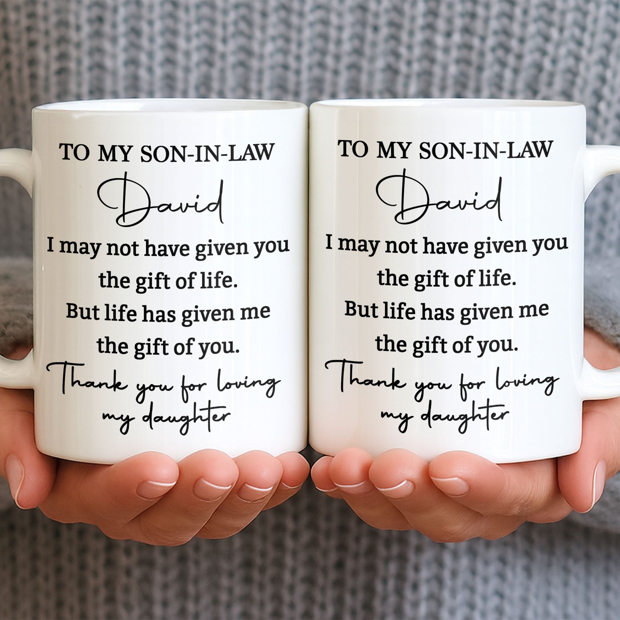 Personalized Coffee Mug Gift for Son-in-Law Life Quote Edge-to-edge Mug GradoCreations