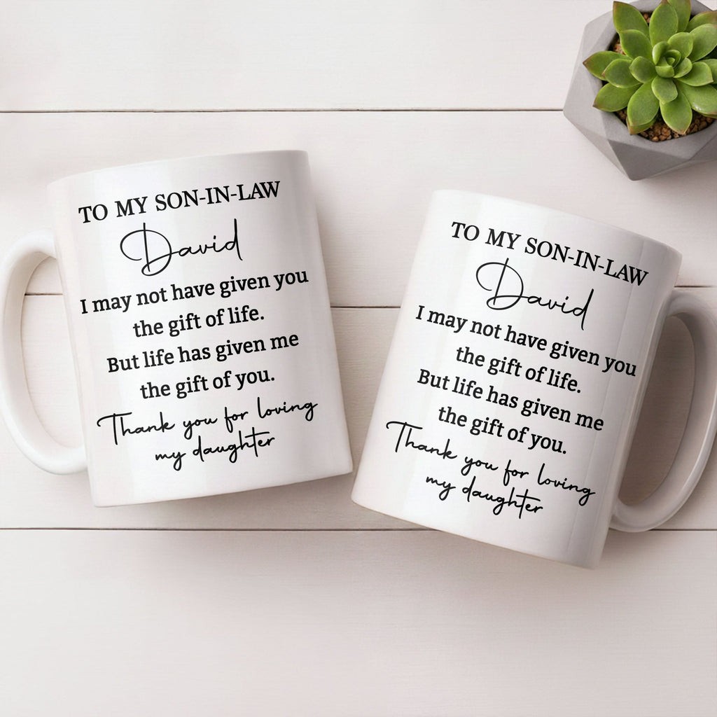 Personalized Coffee Mug Gift for Son-in-Law Life Quote Edge-to-edge Mug GradoCreations