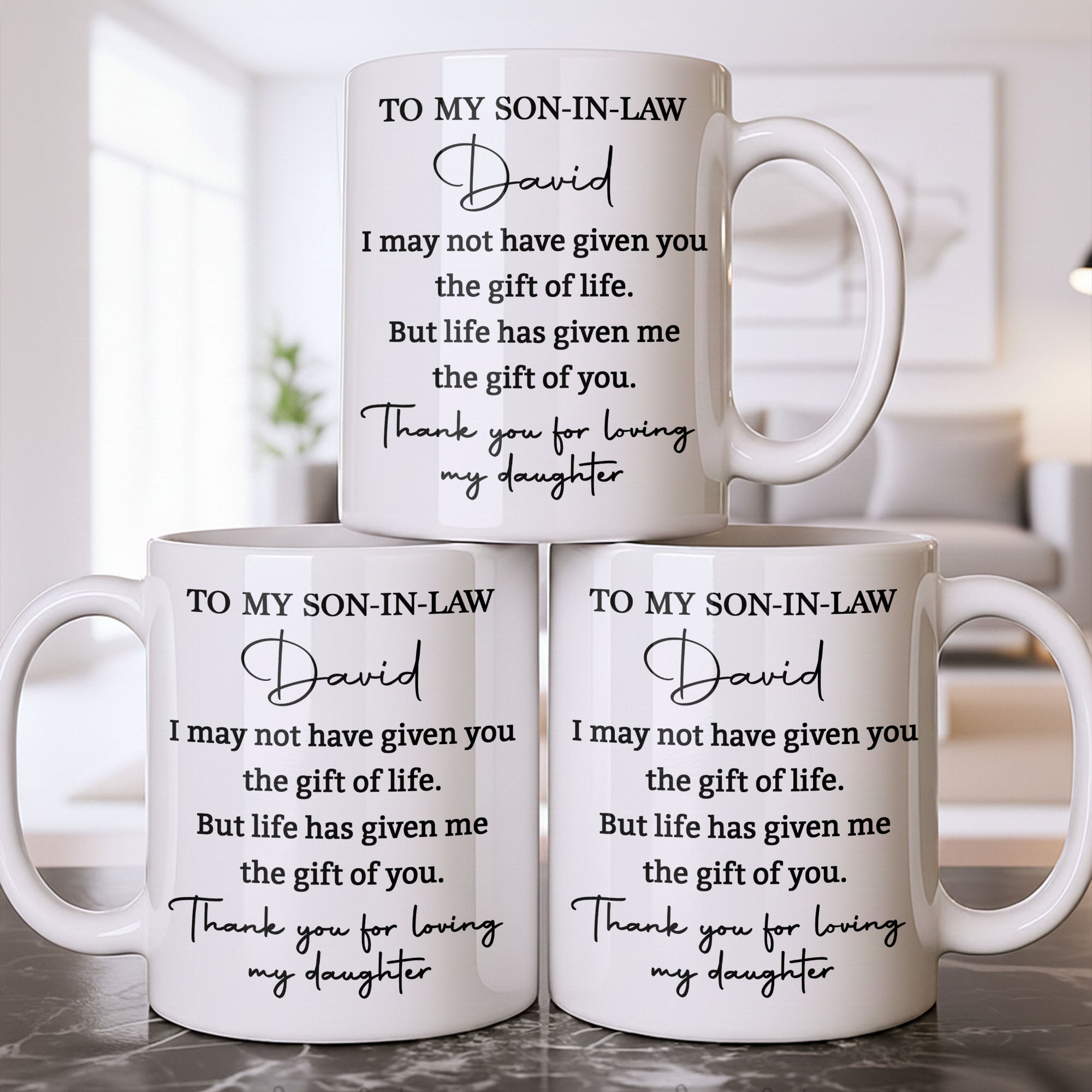 Personalized Coffee Mug Gift for Son-in-Law Life Quote Edge-to-edge Mug GradoCreations