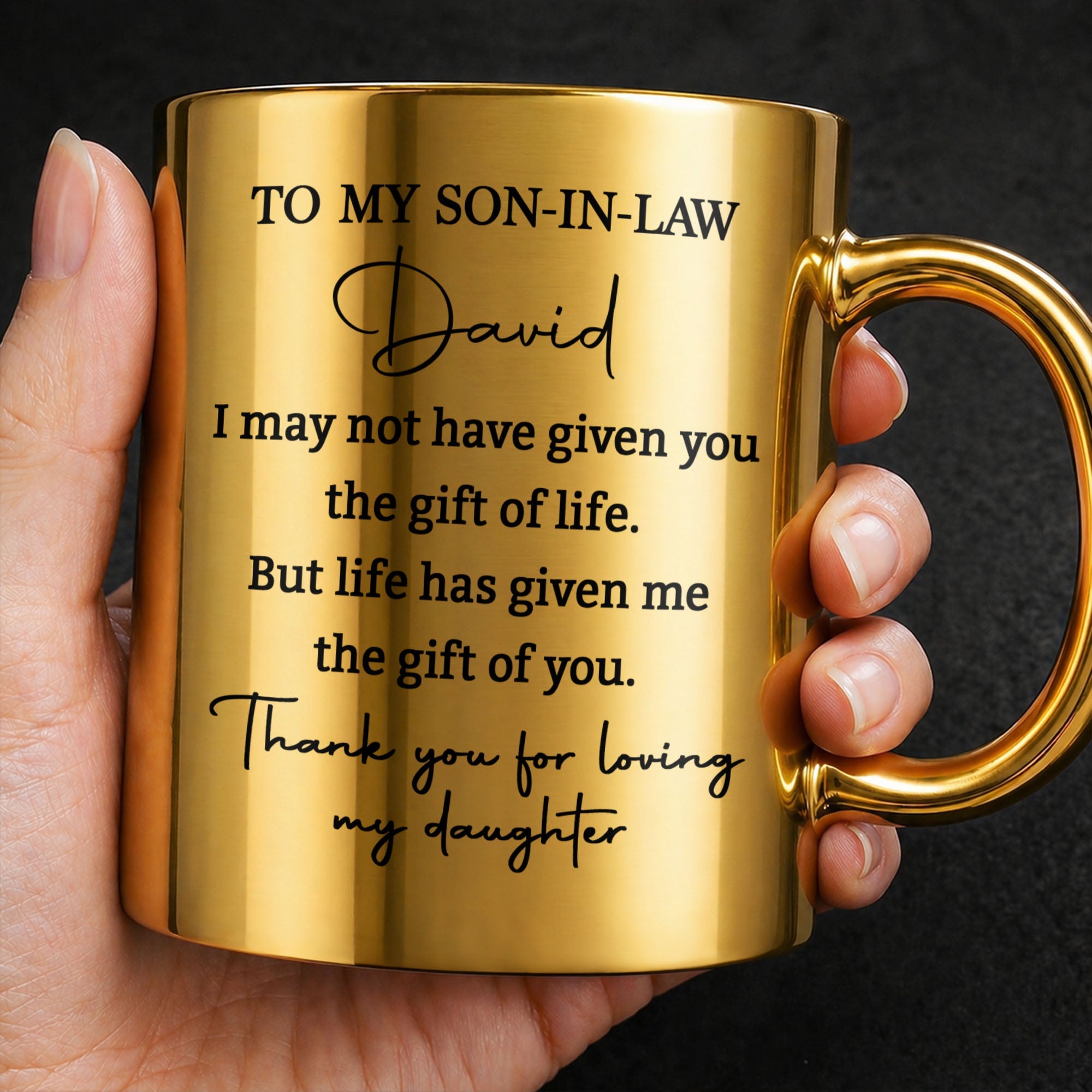 Personalized Metallic Mug Custom Gift for Son-in-Law Birthday Christmas Metallic Mug GradoCreations