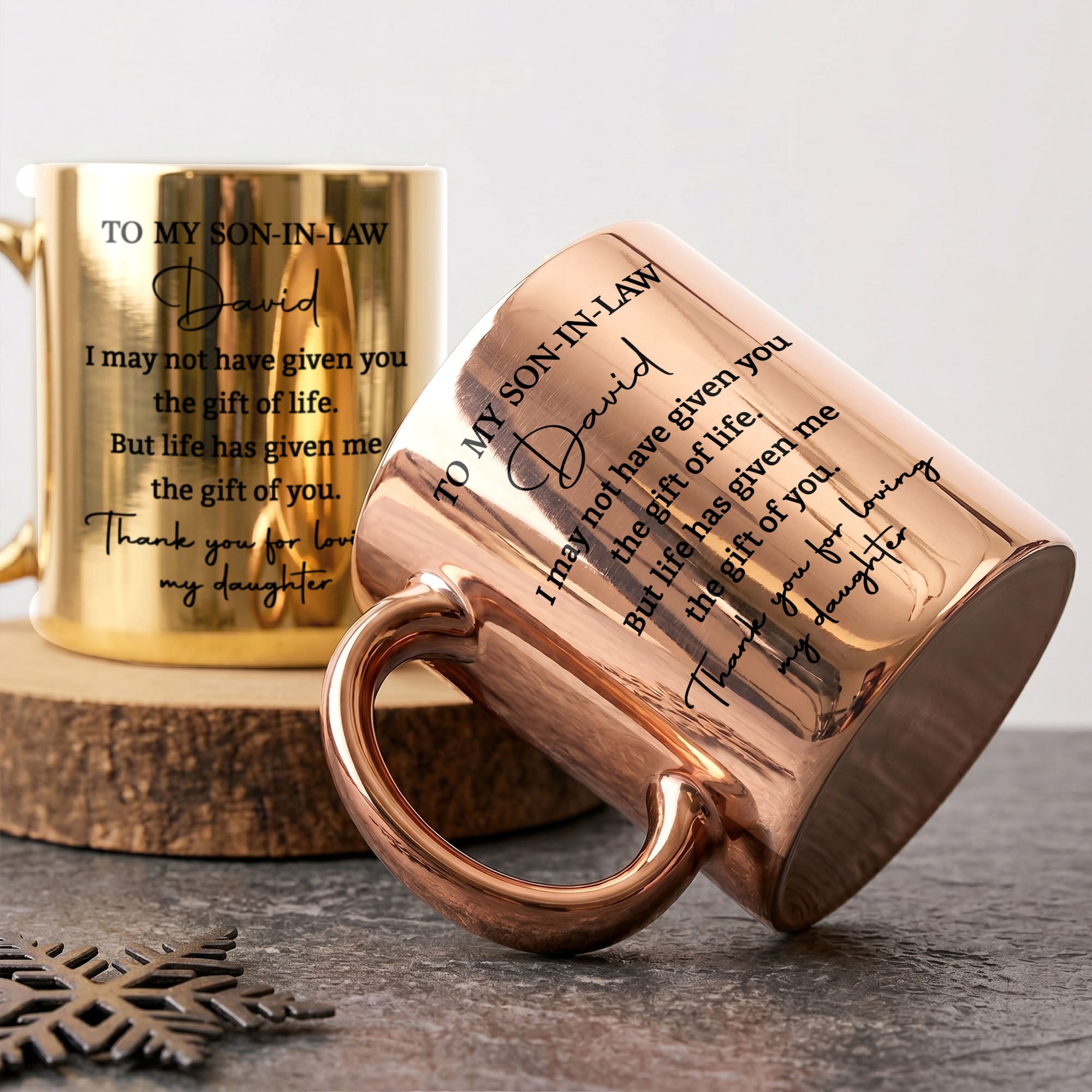 Personalized Metallic Mug Custom Gift for Son-in-Law Birthday Christmas Metallic Mug GradoCreations