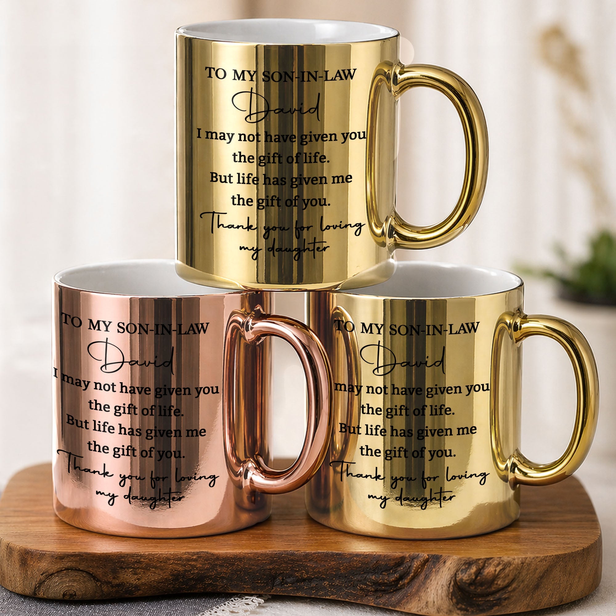 Personalized Metallic Mug Custom Gift for Son-in-Law Birthday Christmas Metallic Mug GradoCreations