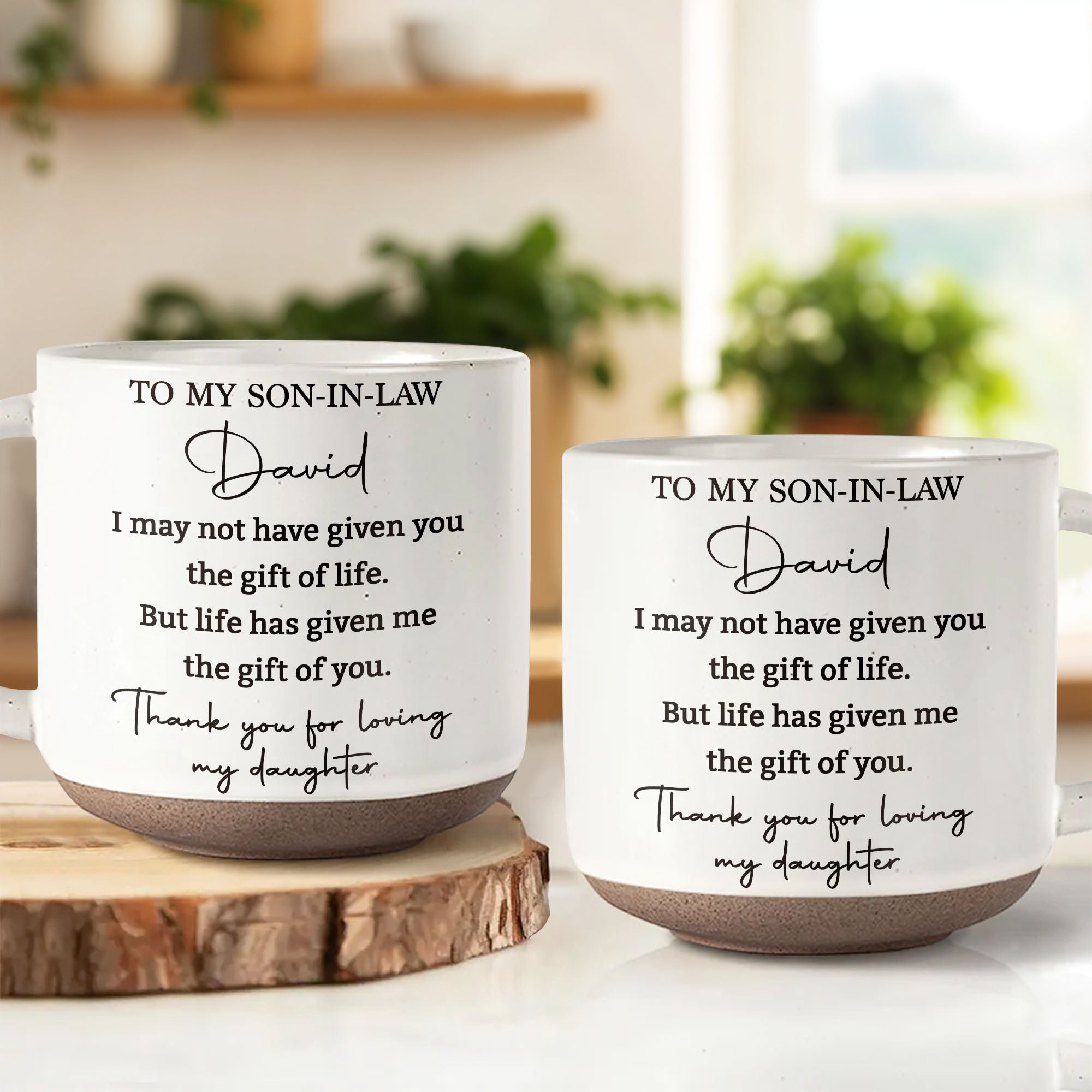 Personalized Pottery Mug for Son-in-Law with Heartfelt Message Pottery Mug GradoCreations