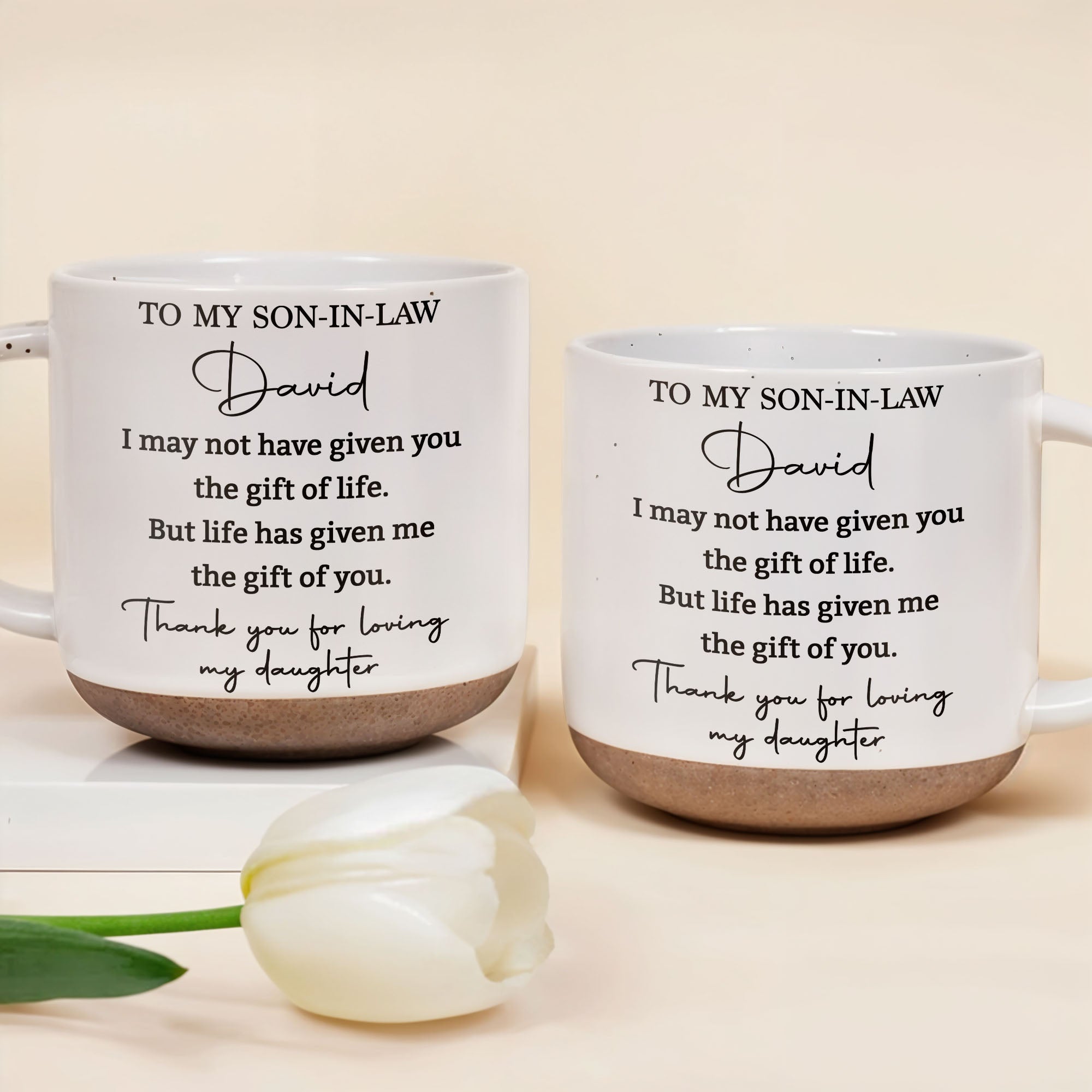 Personalized Pottery Mug for Son-in-Law with Heartfelt Message Pottery Mug GradoCreations