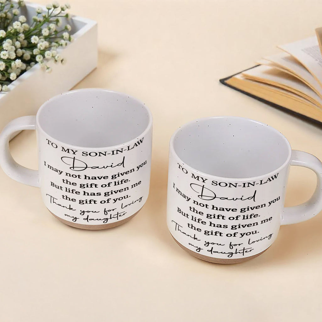 Personalized Pottery Mug for Son-in-Law with Heartfelt Message Pottery Mug GradoCreations