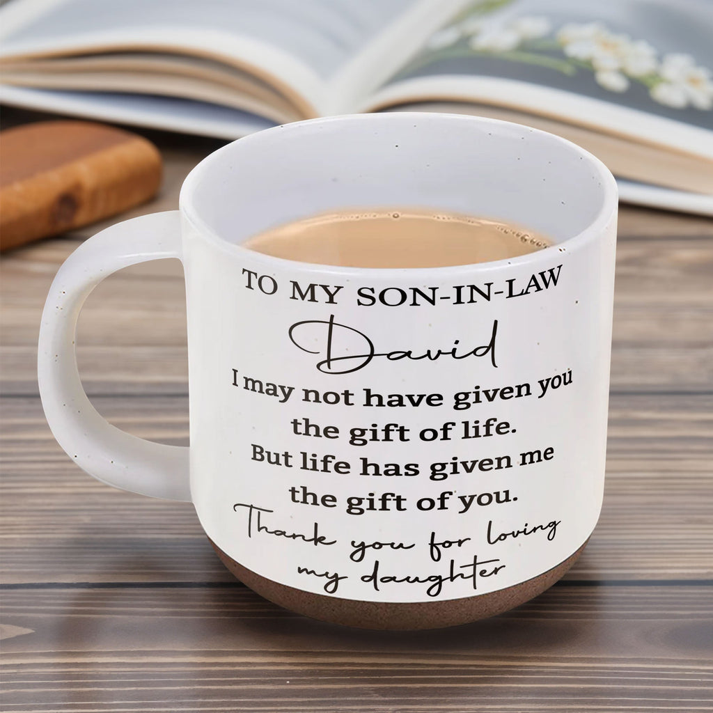 Personalized Pottery Mug for Son-in-Law with Heartfelt Message Pottery Mug GradoCreations