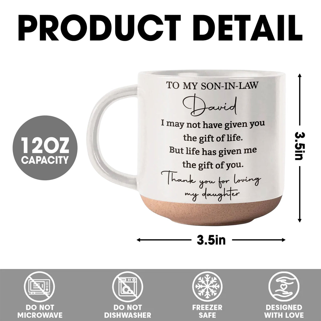 Personalized Pottery Mug for Son-in-Law with Heartfelt Message Pottery Mug GradoCreations