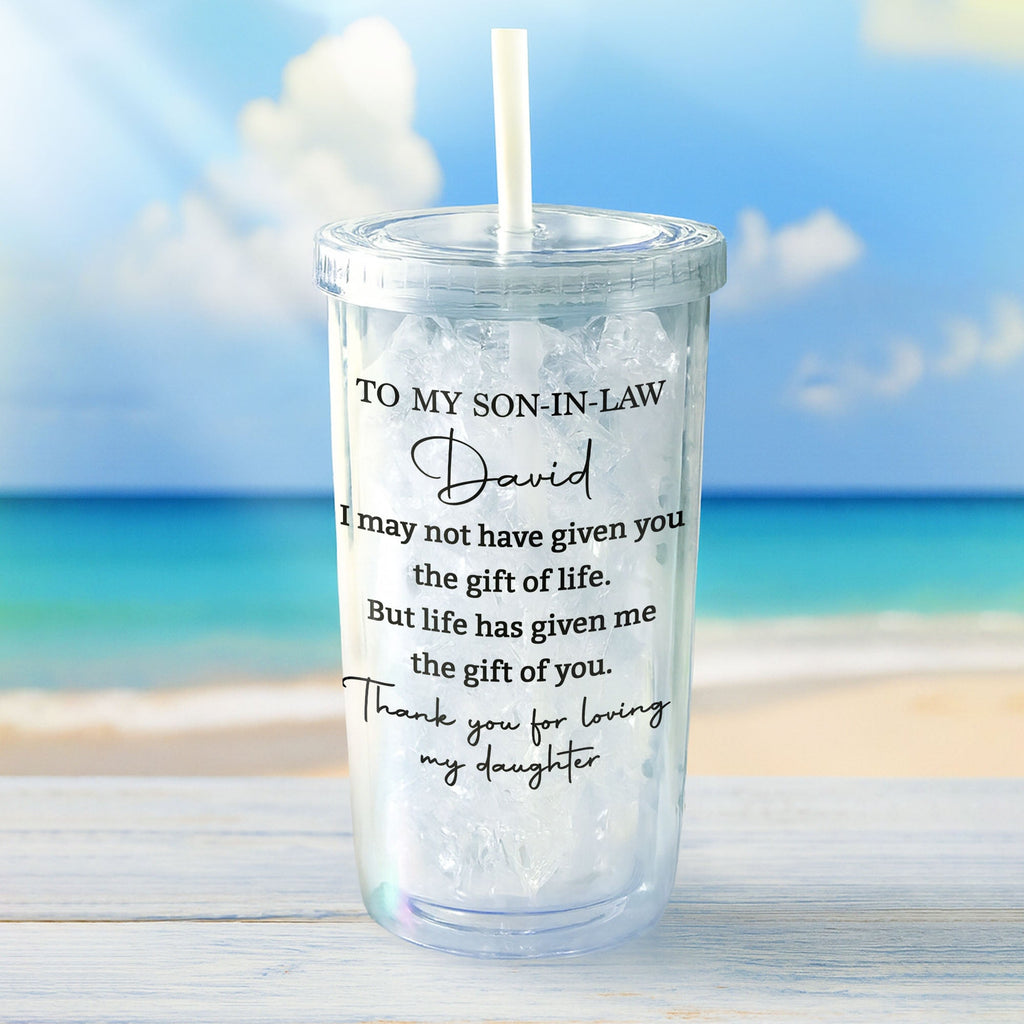 Personalized Tumbler Custom Name Gift for Son-In-Law 14oz Plastic Tumbler GradoCreations
