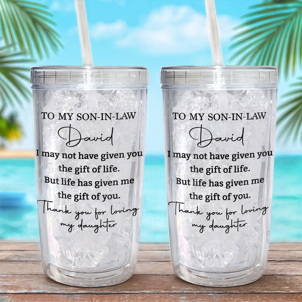 Personalized Tumbler Custom Name Gift for Son-In-Law 14oz Plastic Tumbler GradoCreations