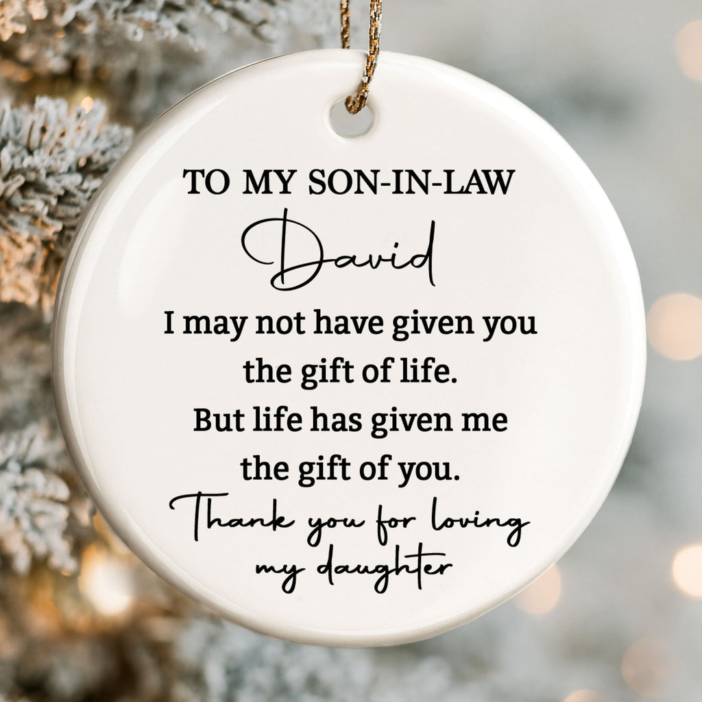 Personalized Ceramic Ornament Gift for Son-In-Law | Custom Name Ceramic Ornament GradoCreations
