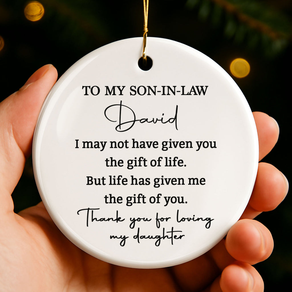 Personalized Ceramic Ornament Gift for Son-In-Law | Custom Name Ceramic Ornament GradoCreations