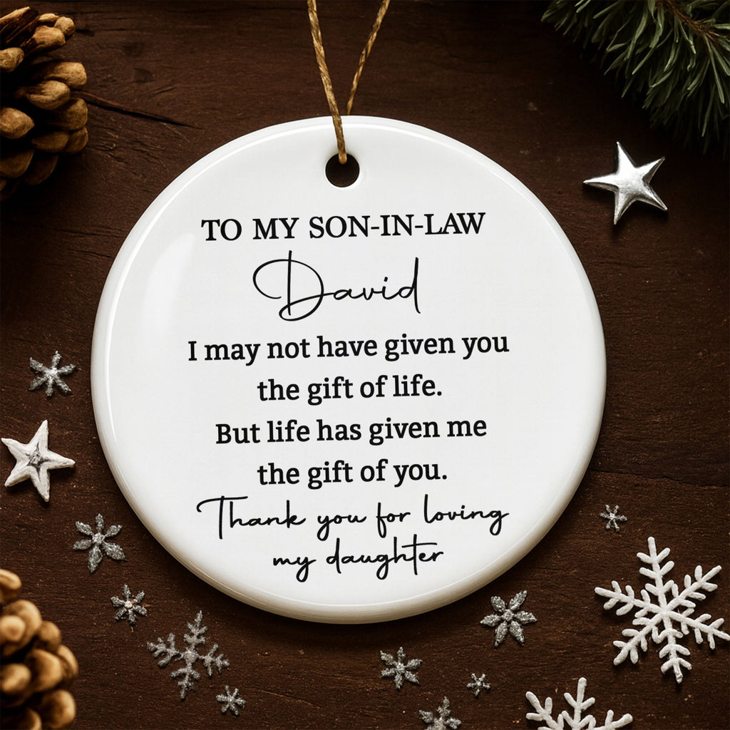 Personalized Ceramic Ornament Gift for Son-In-Law | Custom Name Ceramic Ornament GradoCreations