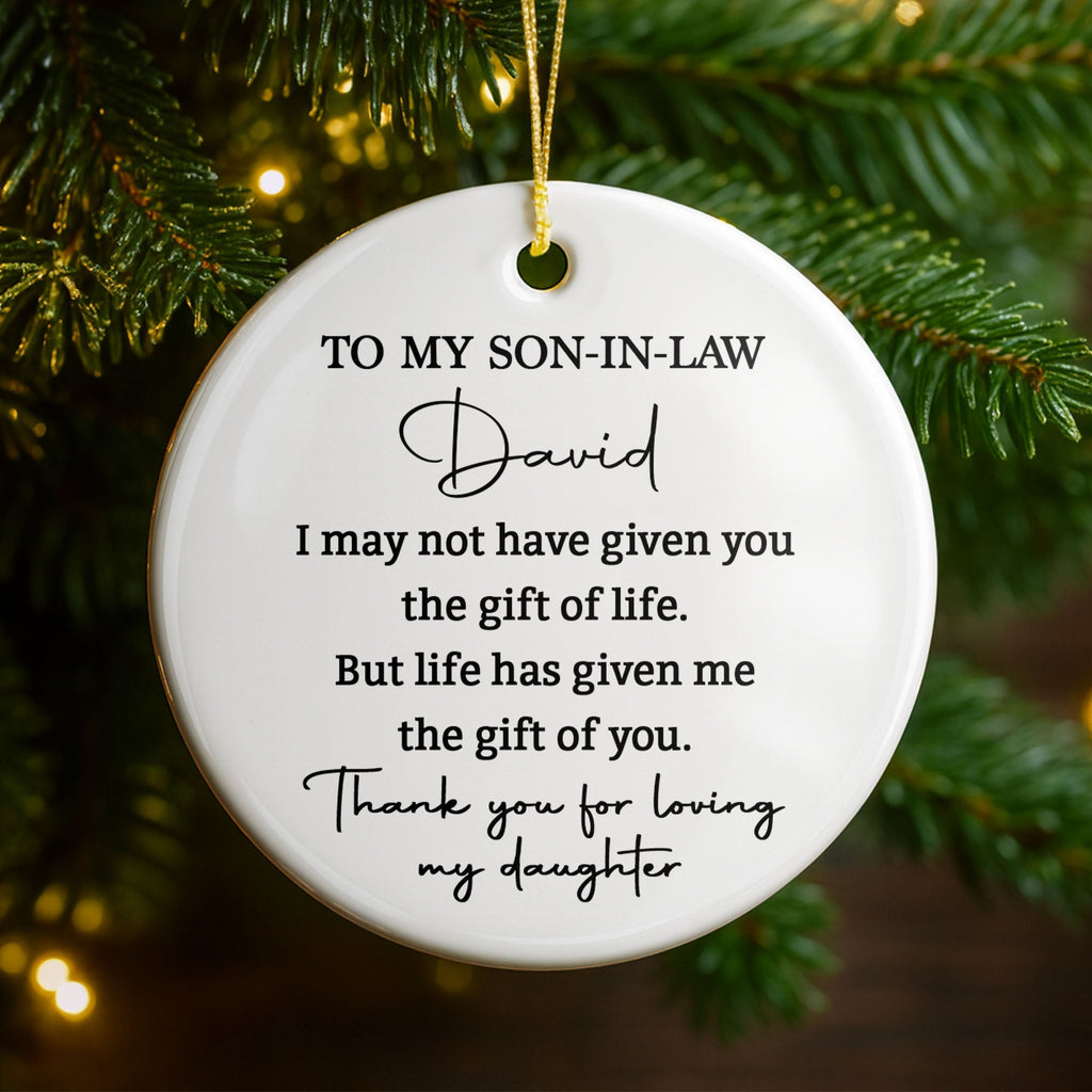 Personalized Ceramic Ornament Gift for Son-In-Law | Custom Name Ceramic Ornament GradoCreations