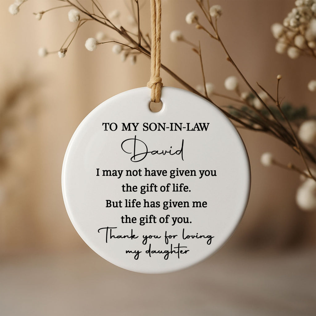 Personalized Ceramic Ornament Gift for Son-In-Law | Custom Name Ceramic Ornament GradoCreations