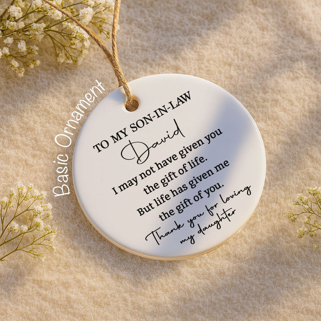 Personalized Ceramic Ornament Gift for Son-In-Law | Custom Name Ceramic Ornament GradoCreations