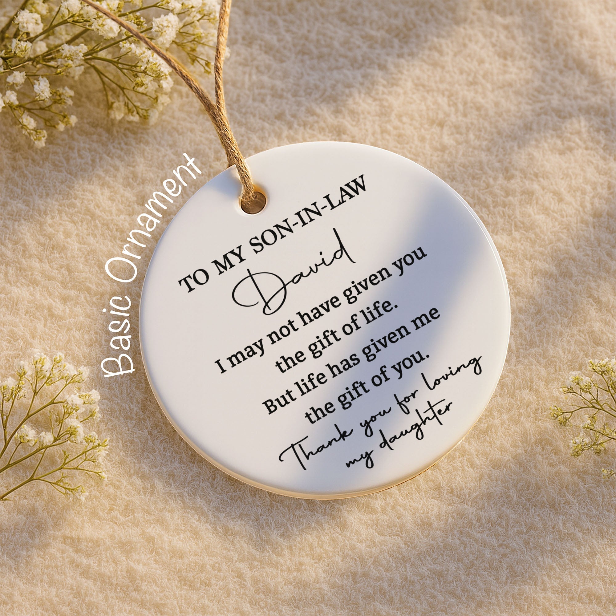 Personalized Ceramic Ornament Gift for Son-In-Law | Custom Name Ceramic Ornament GradoCreations