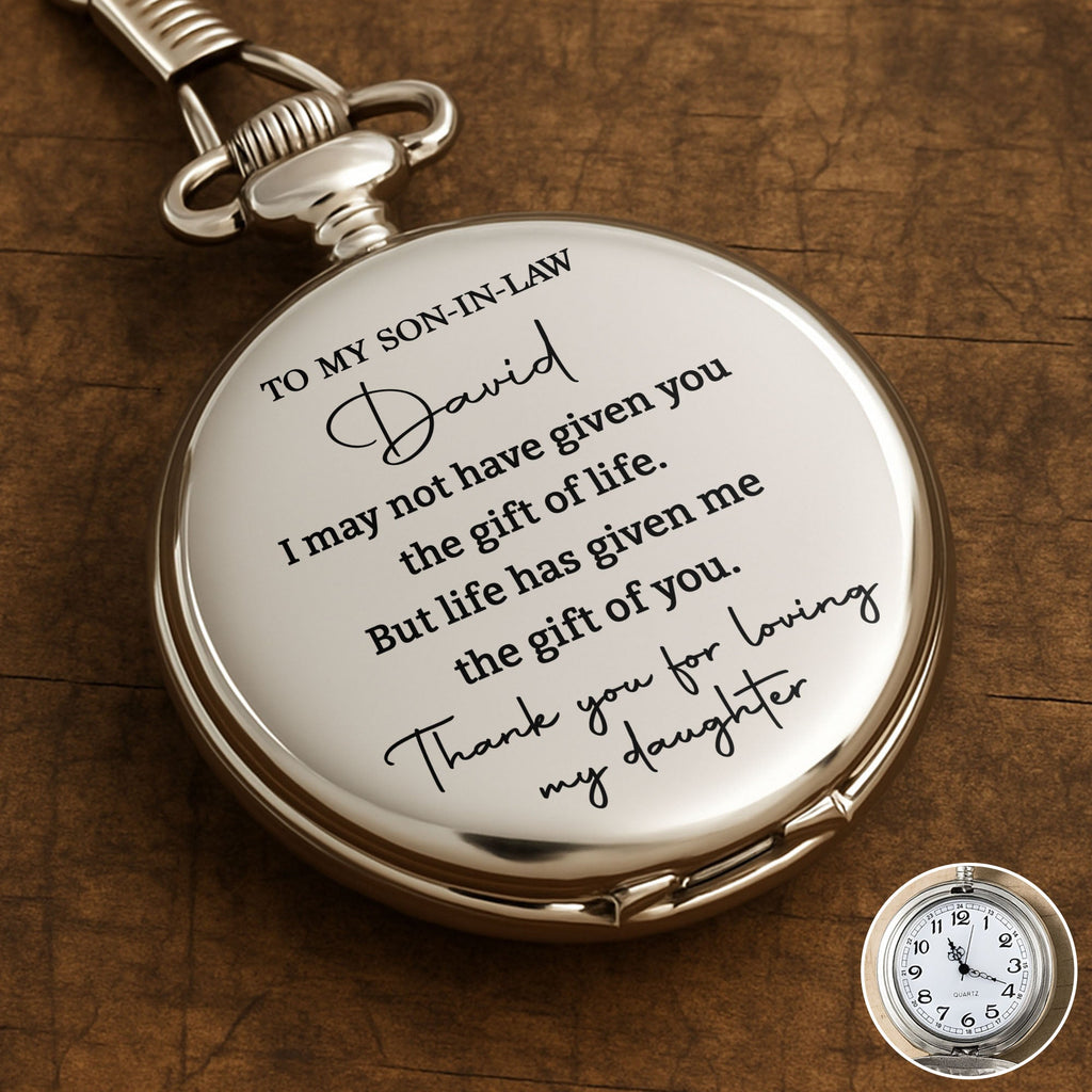 Personalized Engraved Pocket Watch Gift for Son-in-Law Pocket Watch GradoCreations