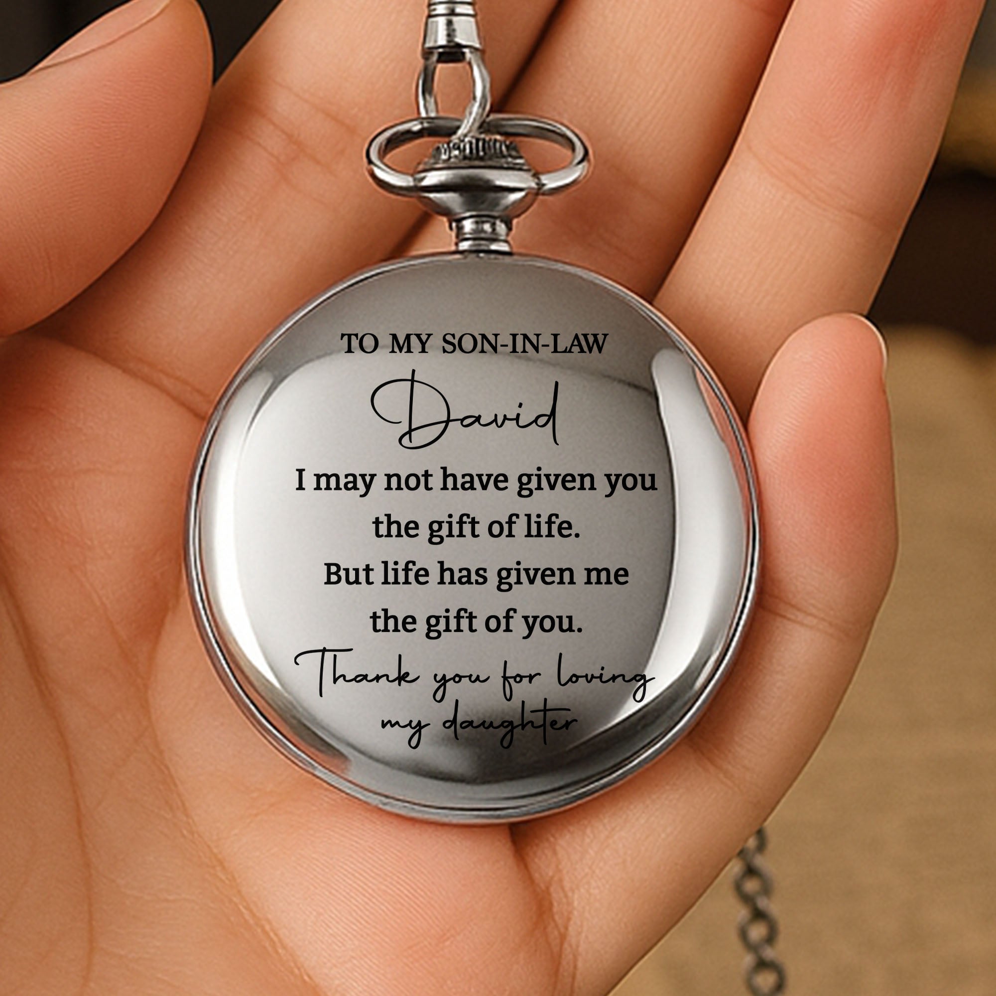 Personalized Engraved Pocket Watch Gift for Son-in-Law Pocket Watch GradoCreations