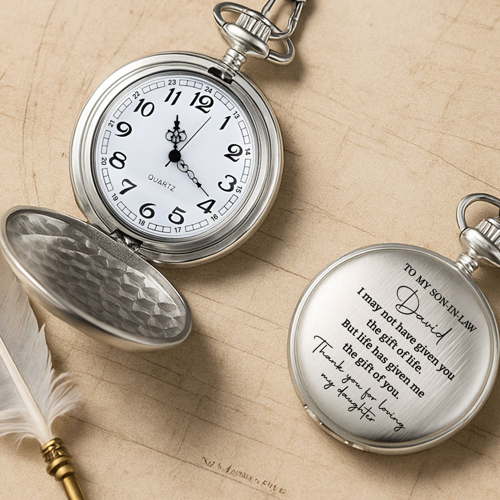 Personalized Engraved Pocket Watch Gift for Son-in-Law Pocket Watch GradoCreations