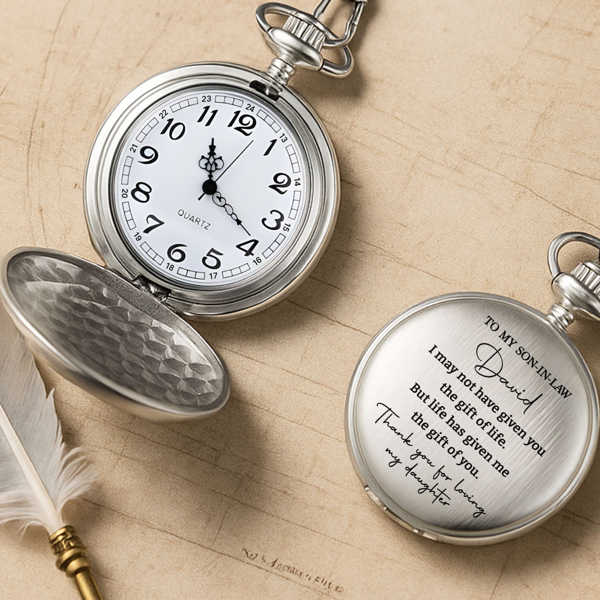 Personalized Engraved Pocket Watch Gift for Son-in-Law Pocket Watch GradoCreations