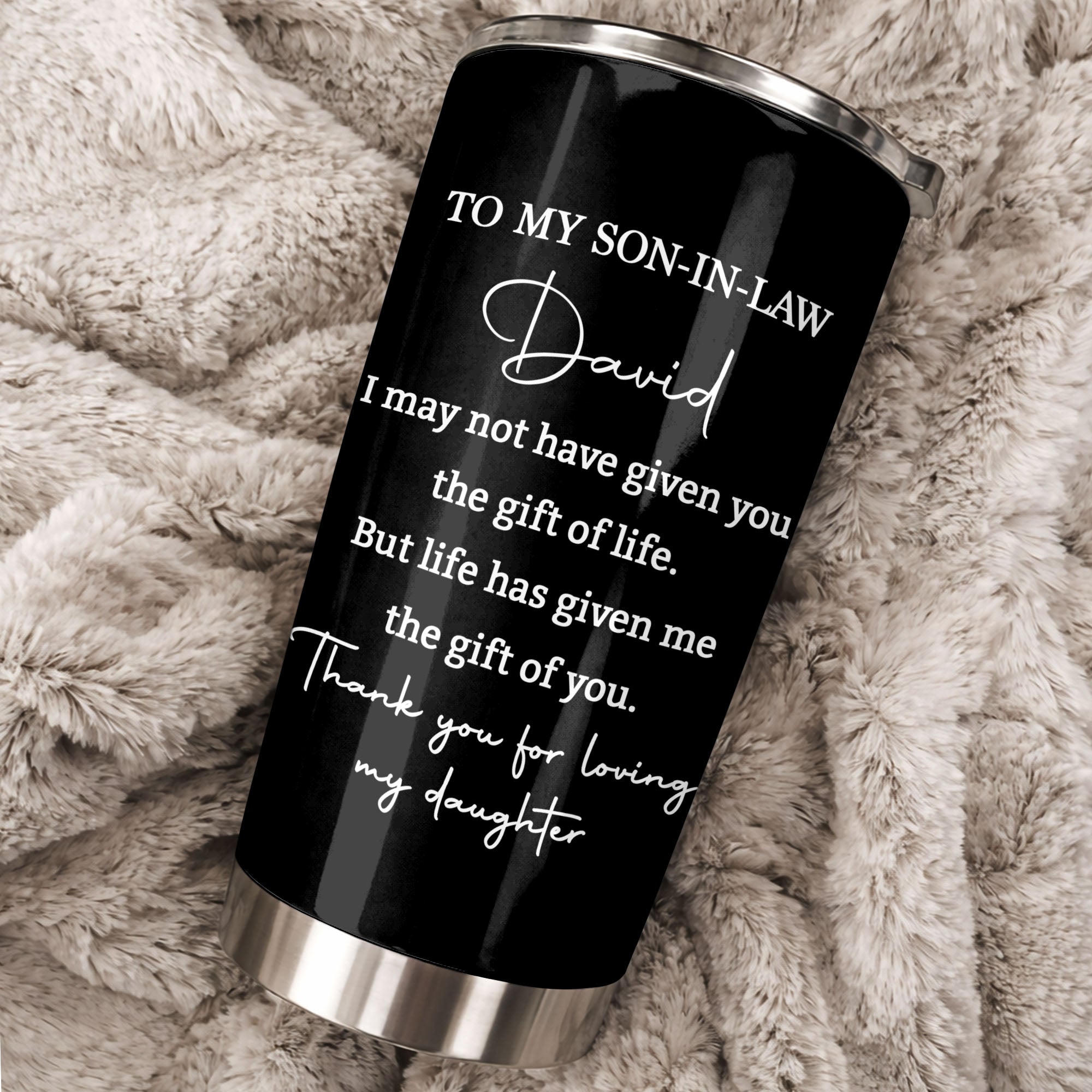 Personalized Stainless Steel Tumbler Custom Drink Gift for Son-in-Law