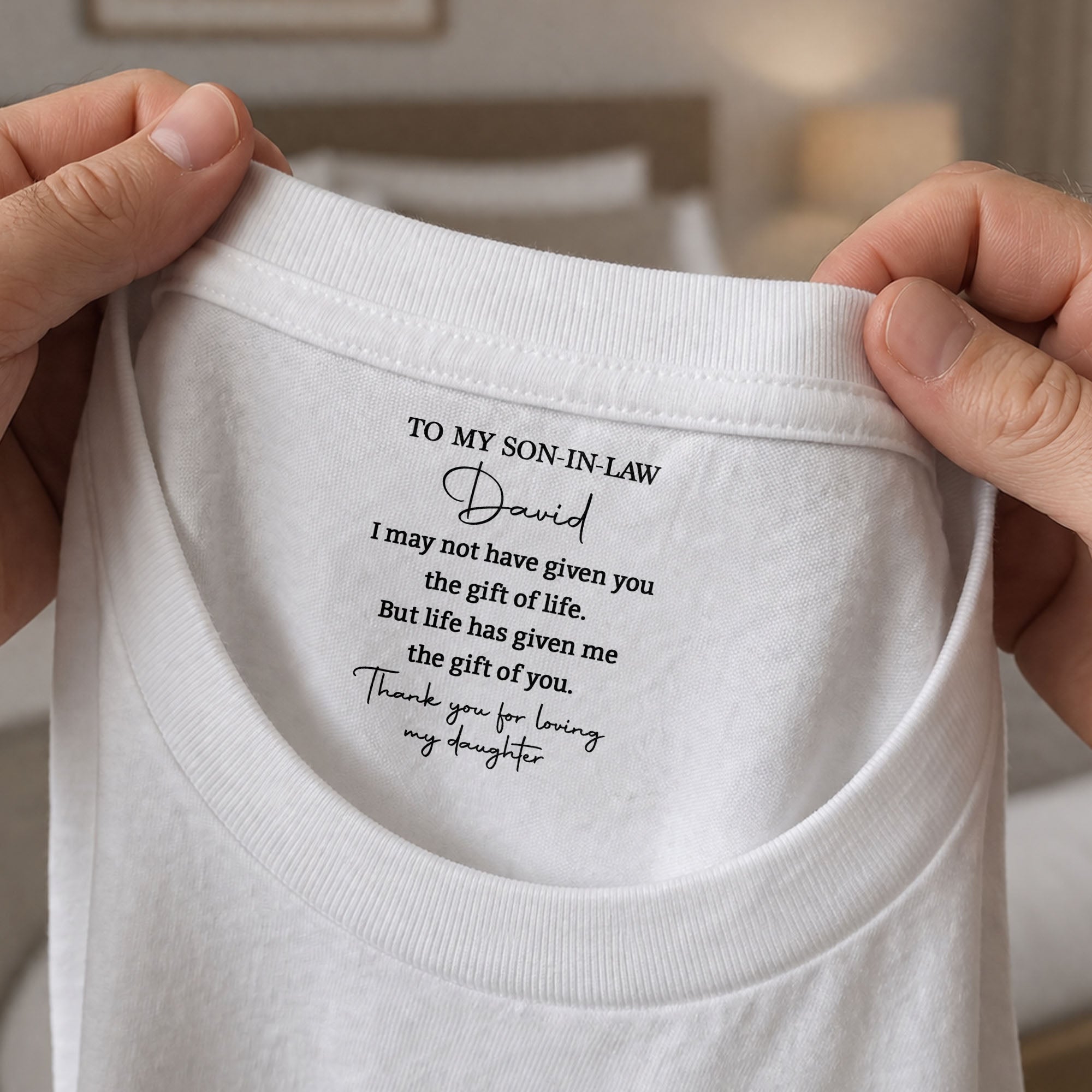 Personalized Inside Neck Print T-Shirt Gift for Son-in-Law