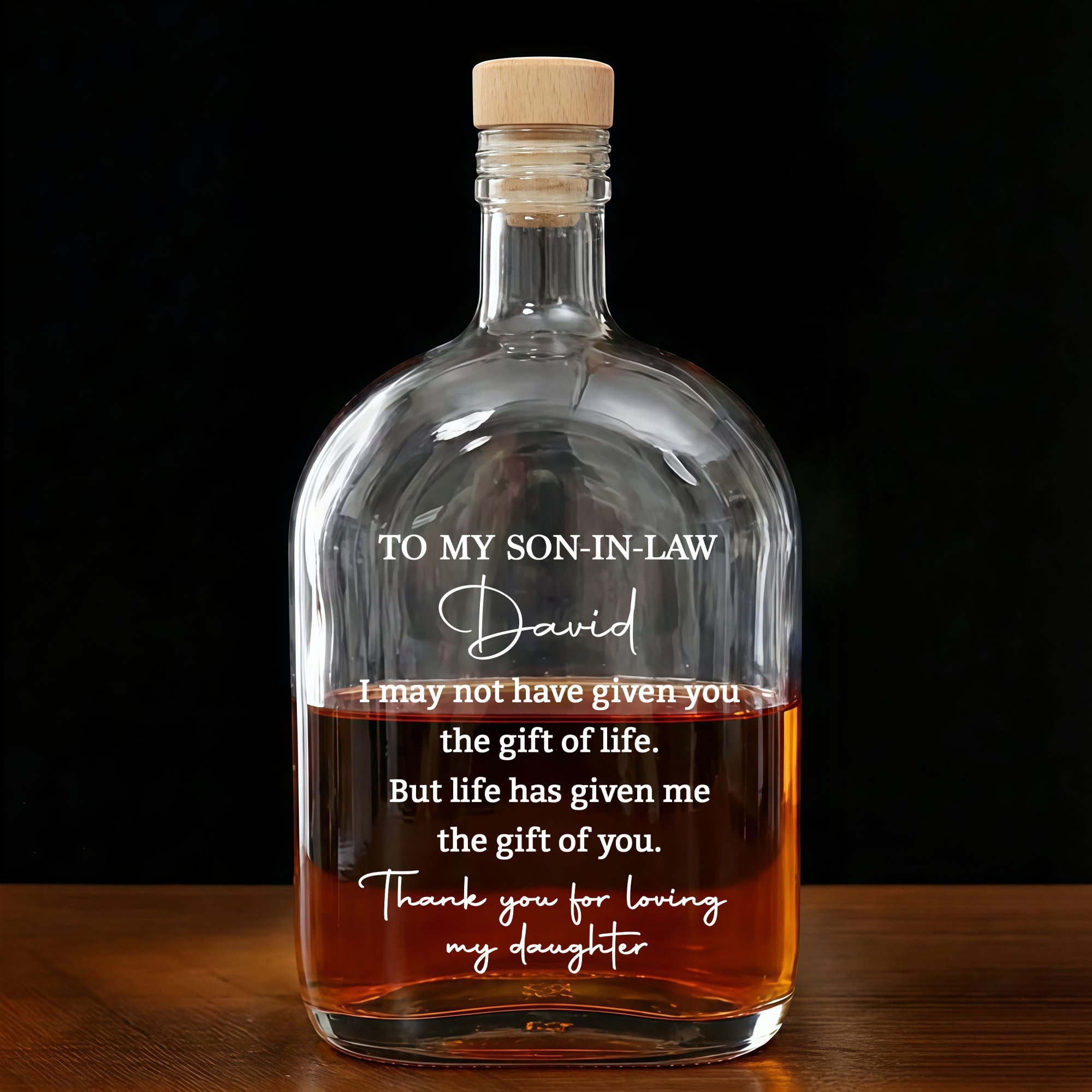 Personalized Whiskey Bottle Custom Script Gift for Son-in-Law Whiskey Bottle GradoCreations
