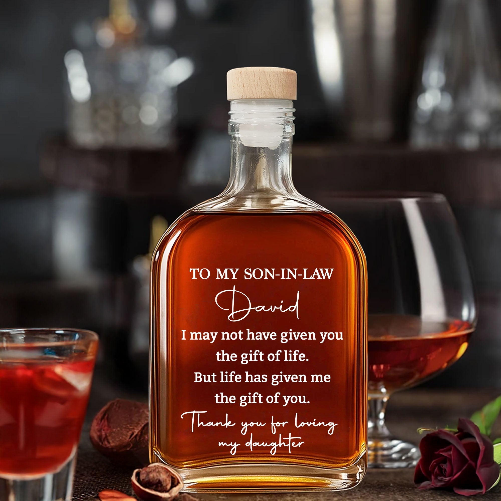 Personalized Whiskey Bottle Custom Script Gift for Son-in-Law Whiskey Bottle GradoCreations
