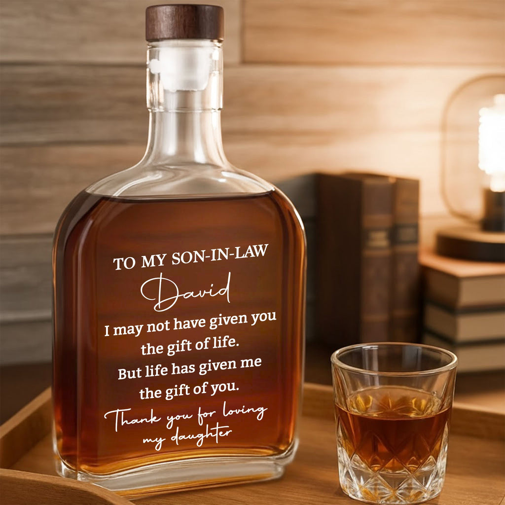 Personalized Whiskey Bottle Custom Script Gift for Son-in-Law Whiskey Bottle GradoCreations