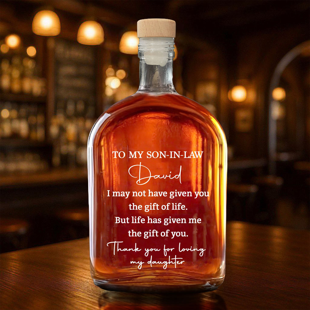 Personalized Whiskey Bottle Custom Script Gift for Son-in-Law Whiskey Bottle GradoCreations