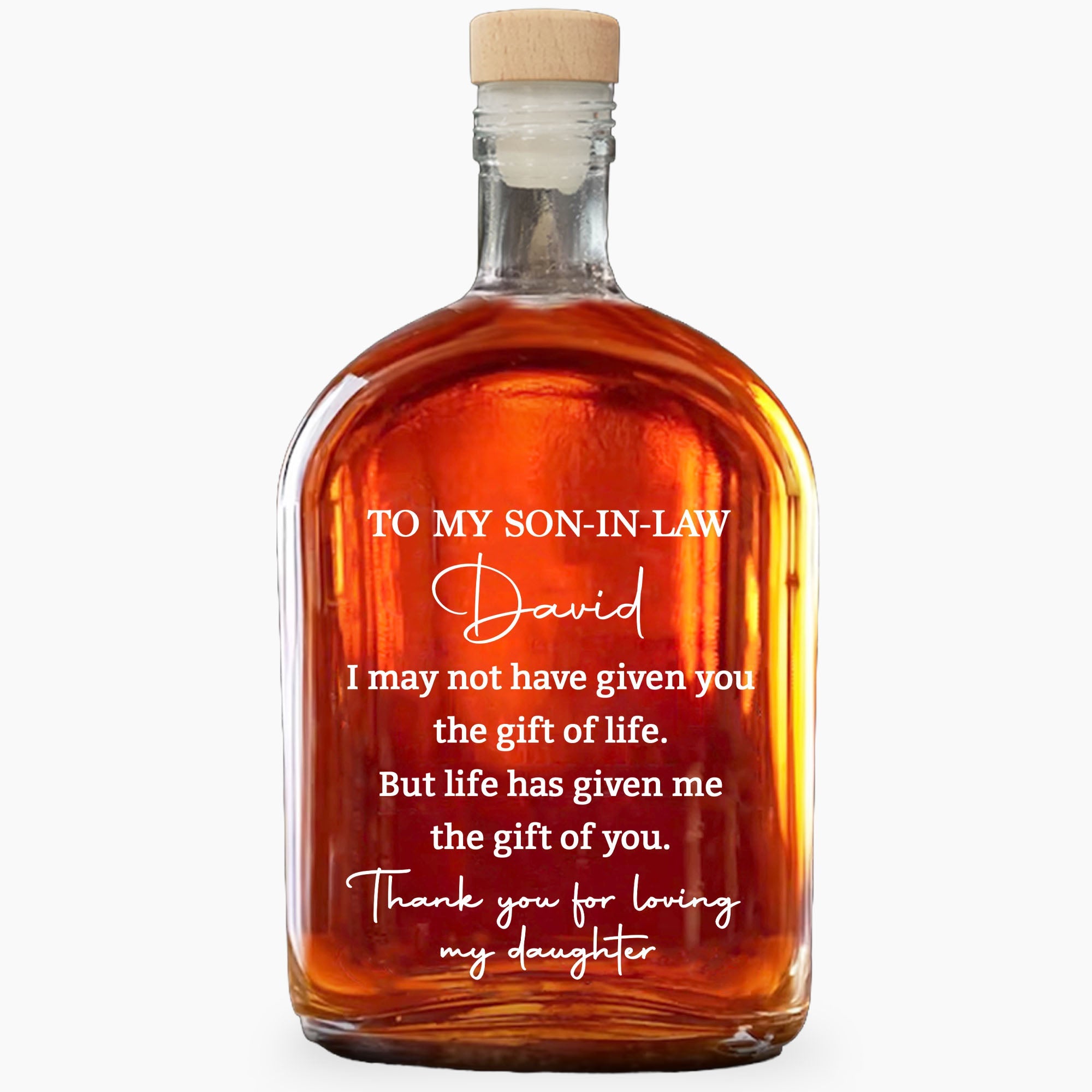 Personalized Whiskey Bottle Custom Script Gift for Son-in-Law Whiskey Bottle GradoCreations