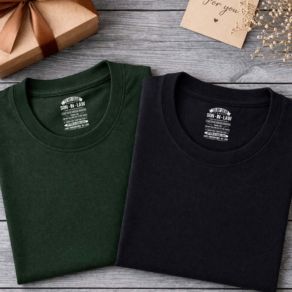 Funny Personalized T-Shirt for Son-In-Law Custom Inside Print Basic Shirt, Print inside back collar GradoCreations