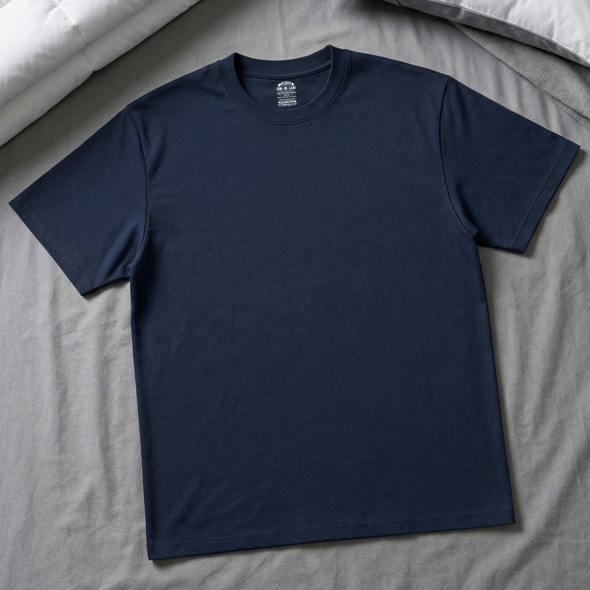 Funny Personalized T-Shirt for Son-In-Law Custom Inside Print Basic Shirt, Print inside back collar GradoCreations