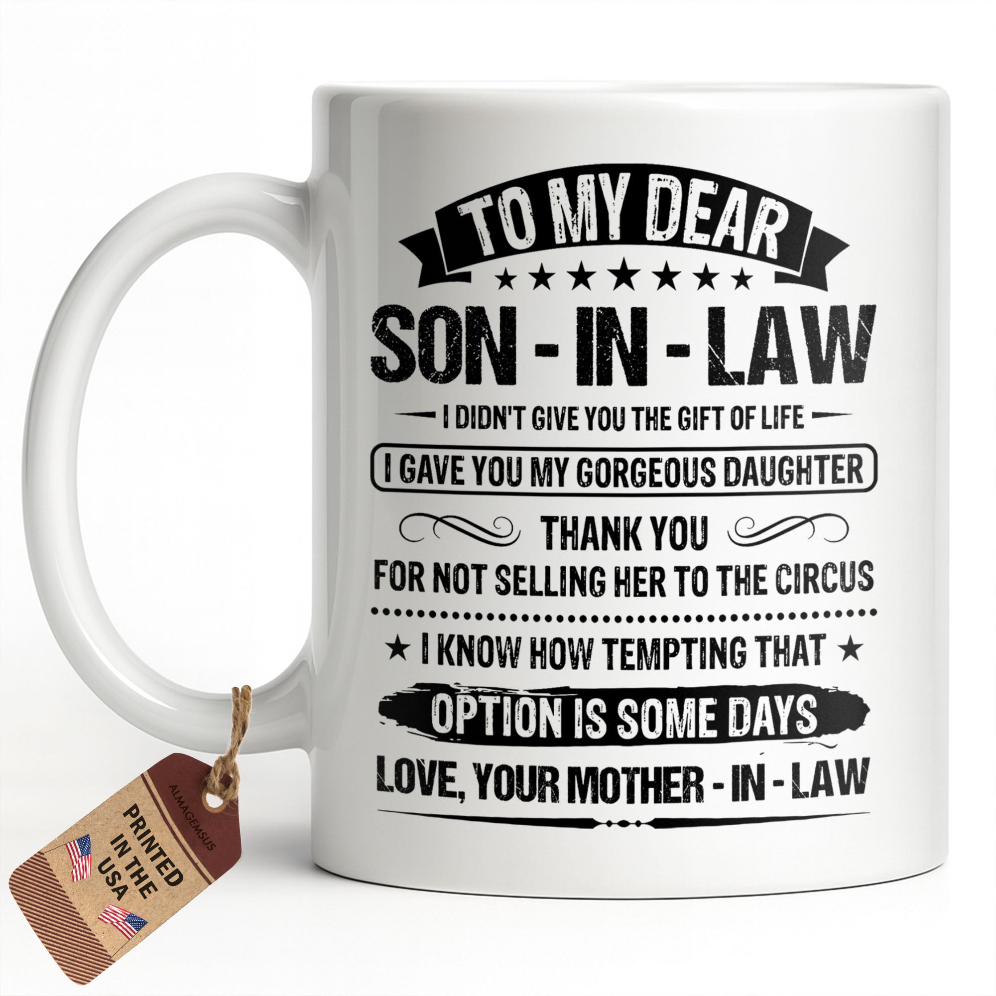 Personalized Coffee Mug for Son-in-Law Unique Gift Idea Edge-to-edge Mug GradoCreations