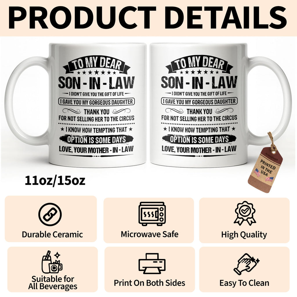 Personalized Coffee Mug for Son-in-Law Unique Gift Idea Edge-to-edge Mug GradoCreations
