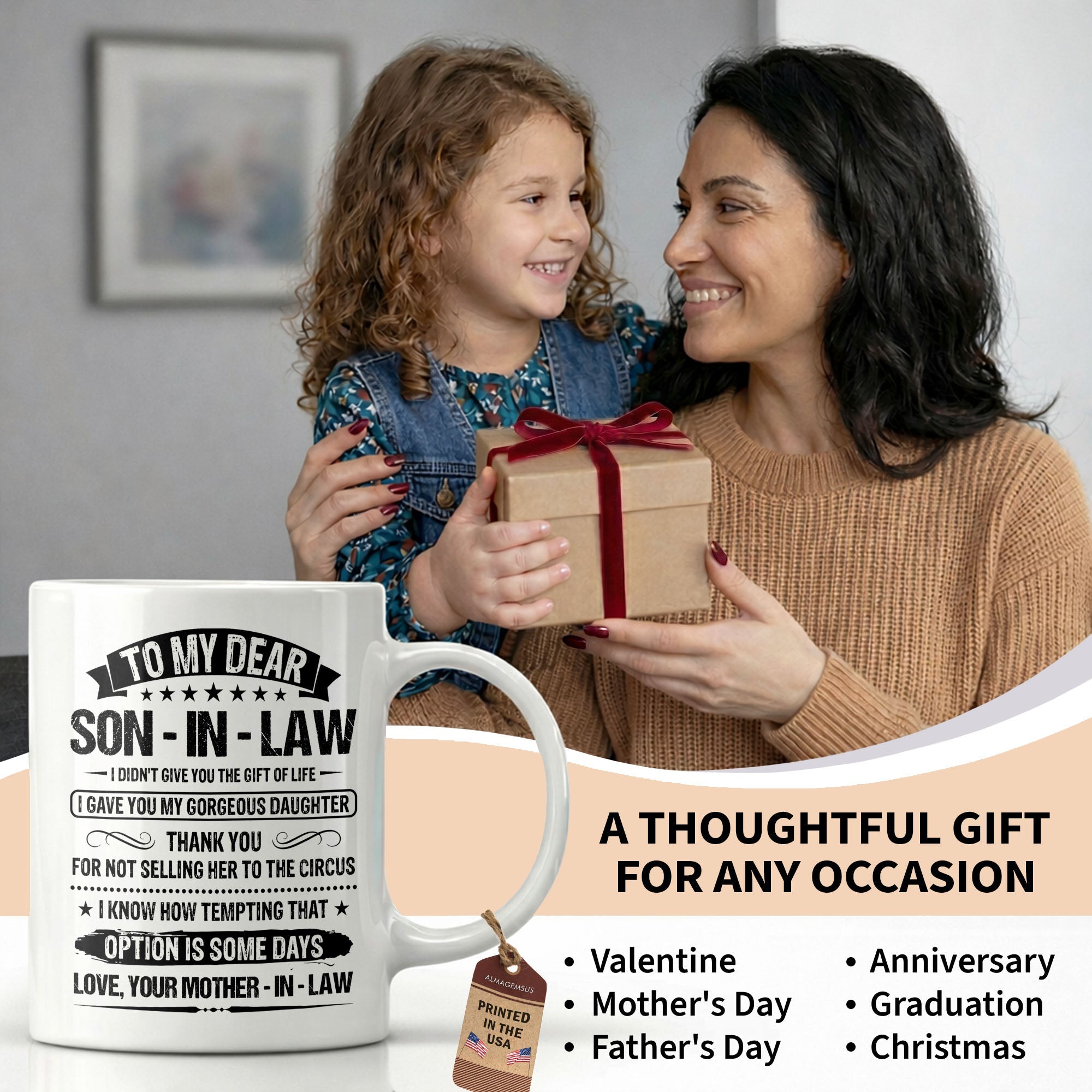 Personalized Coffee Mug for Son-in-Law Unique Gift Idea Edge-to-edge Mug GradoCreations