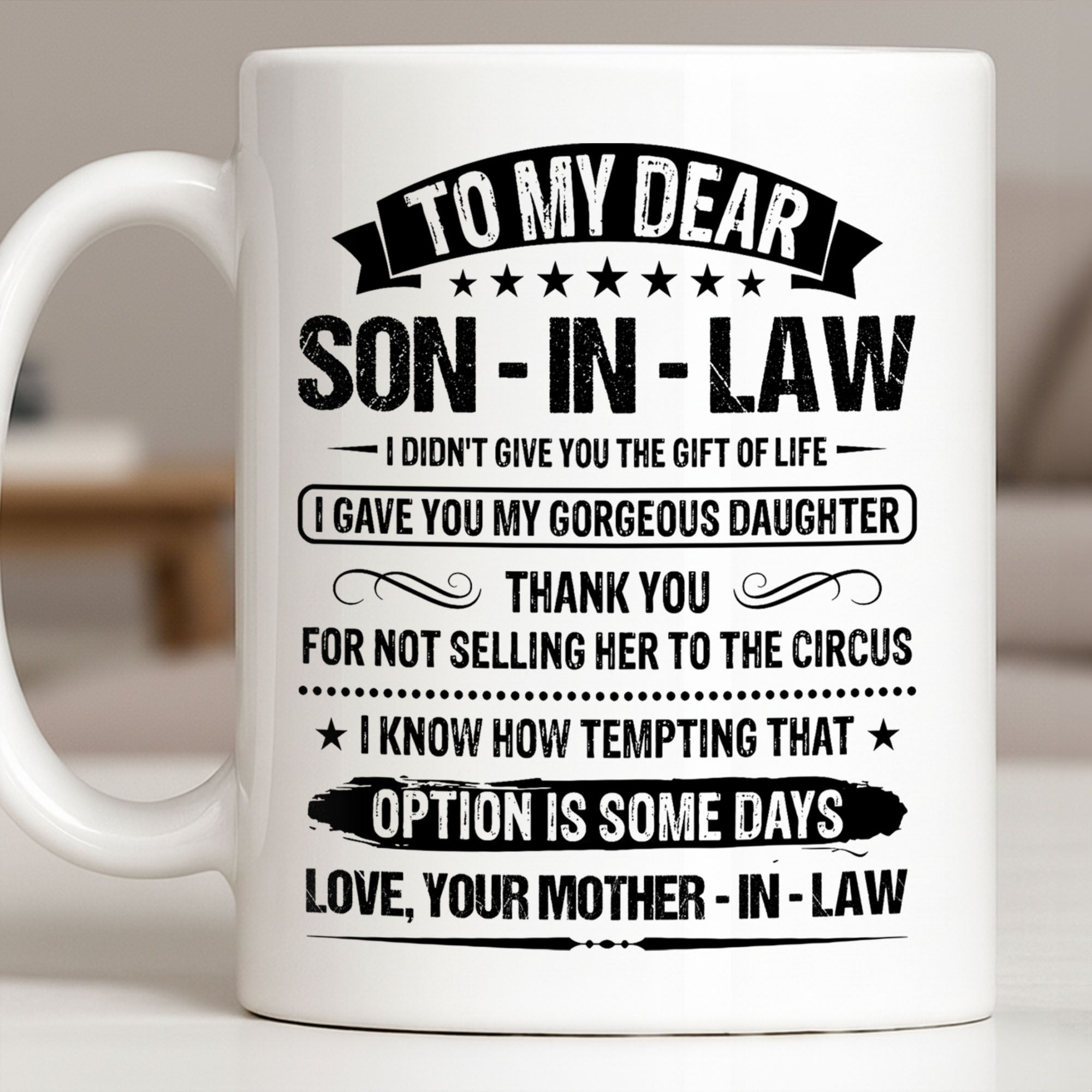 Personalized Coffee Mug for Son-in-Law Unique Gift Idea Edge-to-edge Mug GradoCreations