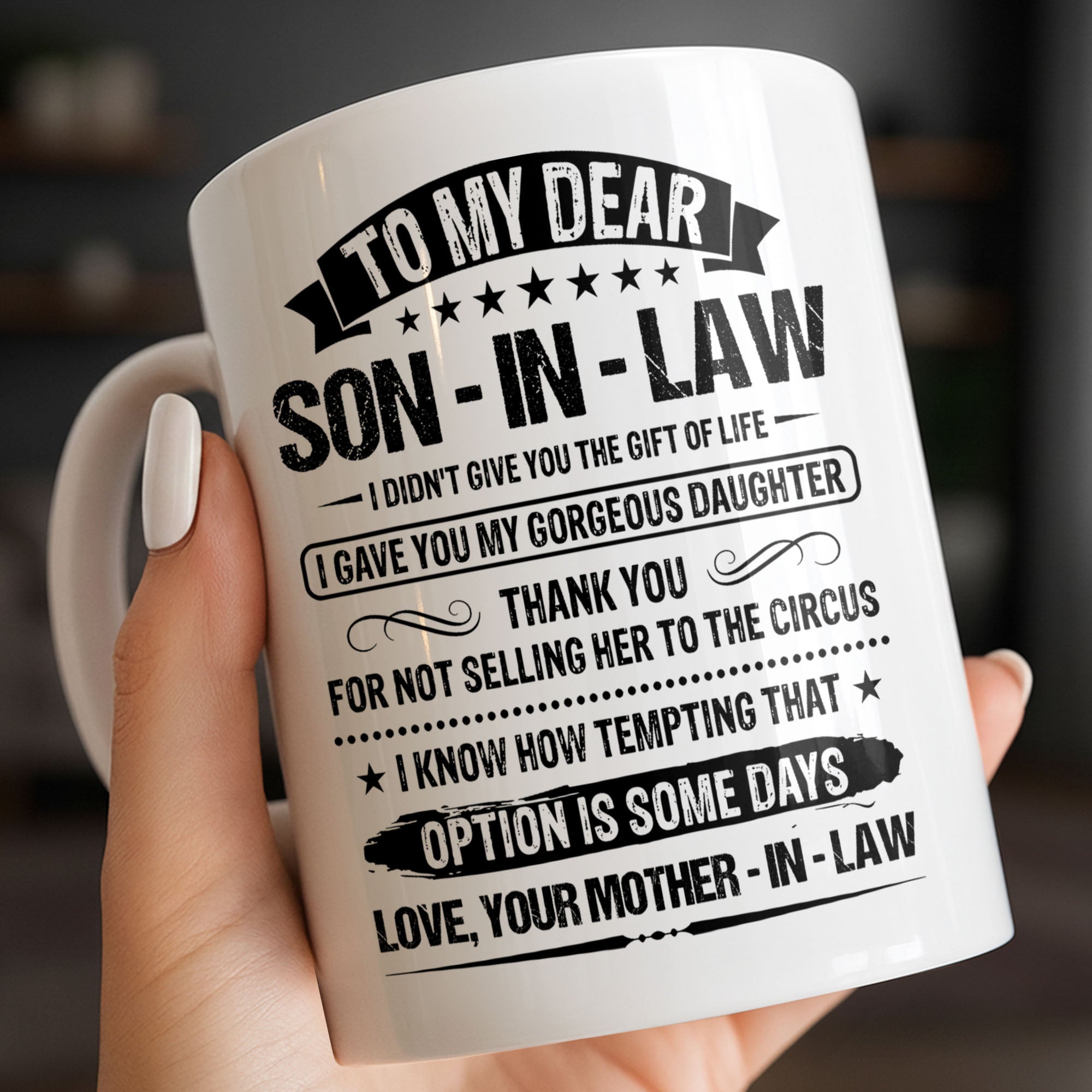 Personalized Coffee Mug for Son-in-Law Unique Gift Idea Edge-to-edge Mug GradoCreations