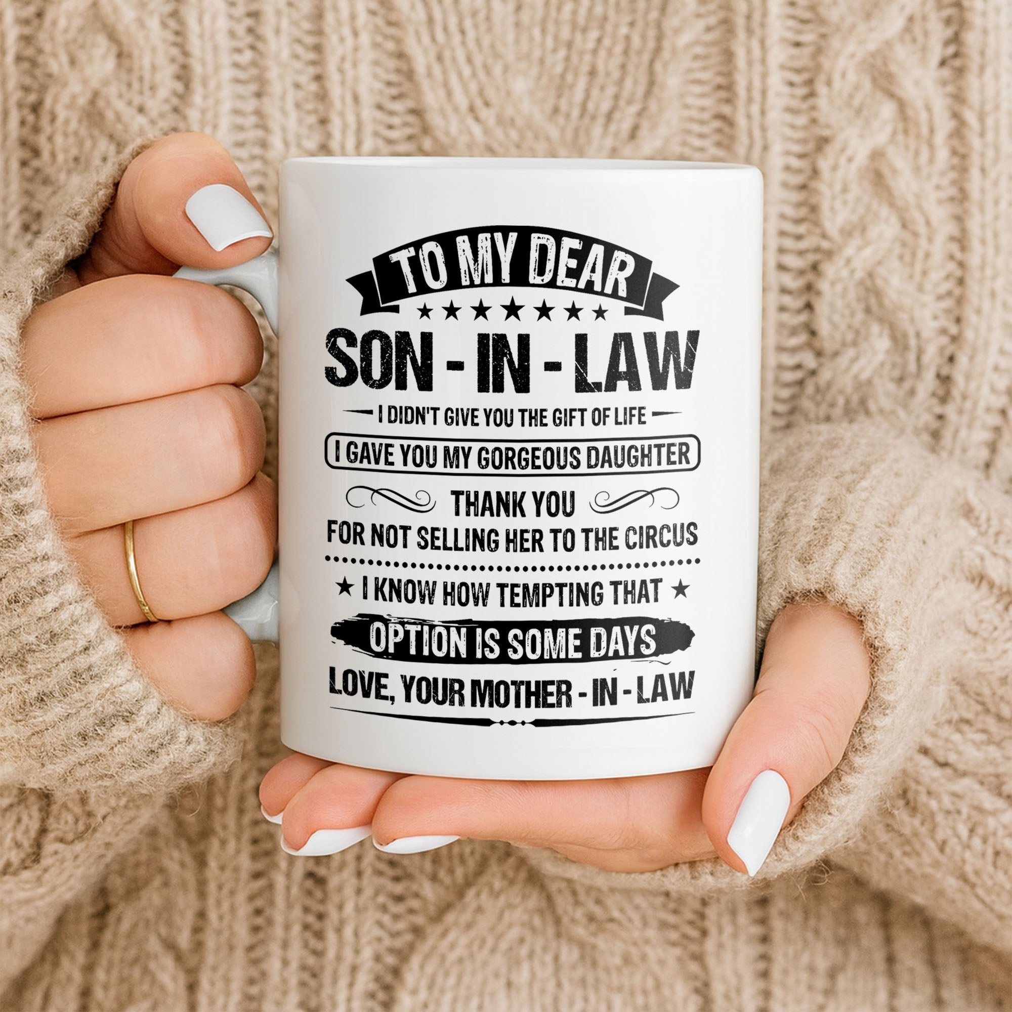 Personalized Coffee Mug for Son-in-Law Unique Gift Idea Edge-to-edge Mug GradoCreations