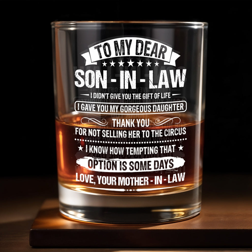 Personalized Custom Whiskey Glass Gift for Son-in-Law - Elegant Design Whiskey Glass GradoCreations