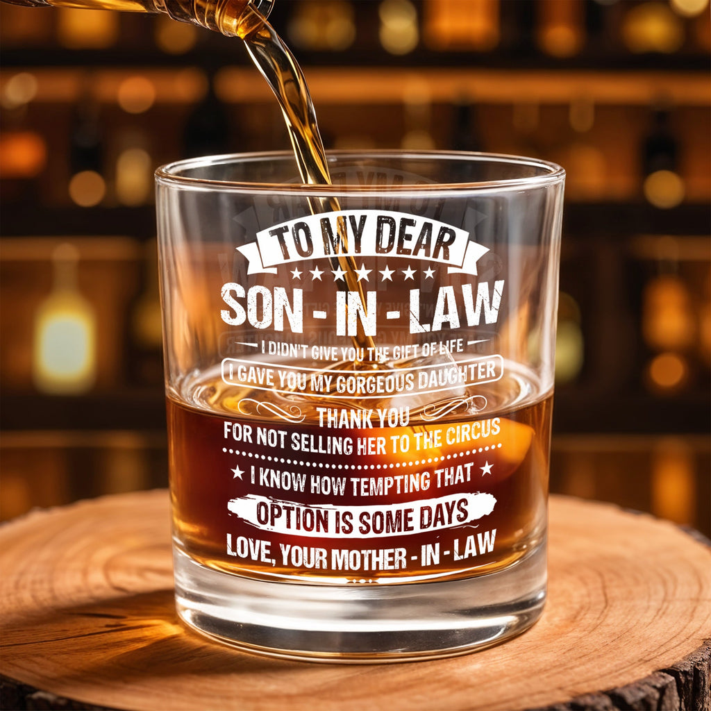 Personalized Custom Whiskey Glass Gift for Son-in-Law - Elegant Design Whiskey Glass GradoCreations