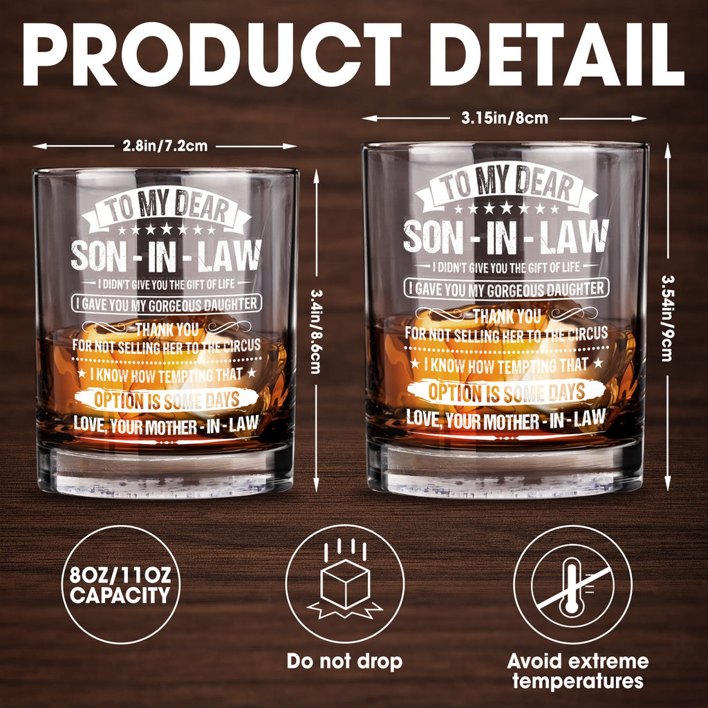 Personalized Custom Whiskey Glass Gift for Son-in-Law - Elegant Design Whiskey Glass GradoCreations