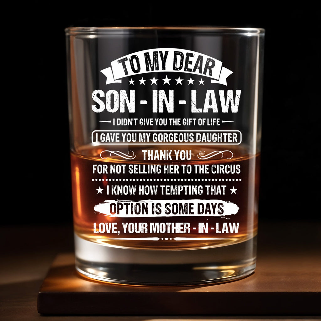 Personalized Custom Whiskey Glass Gift for Son-in-Law - Elegant Design Whiskey Glass GradoCreations