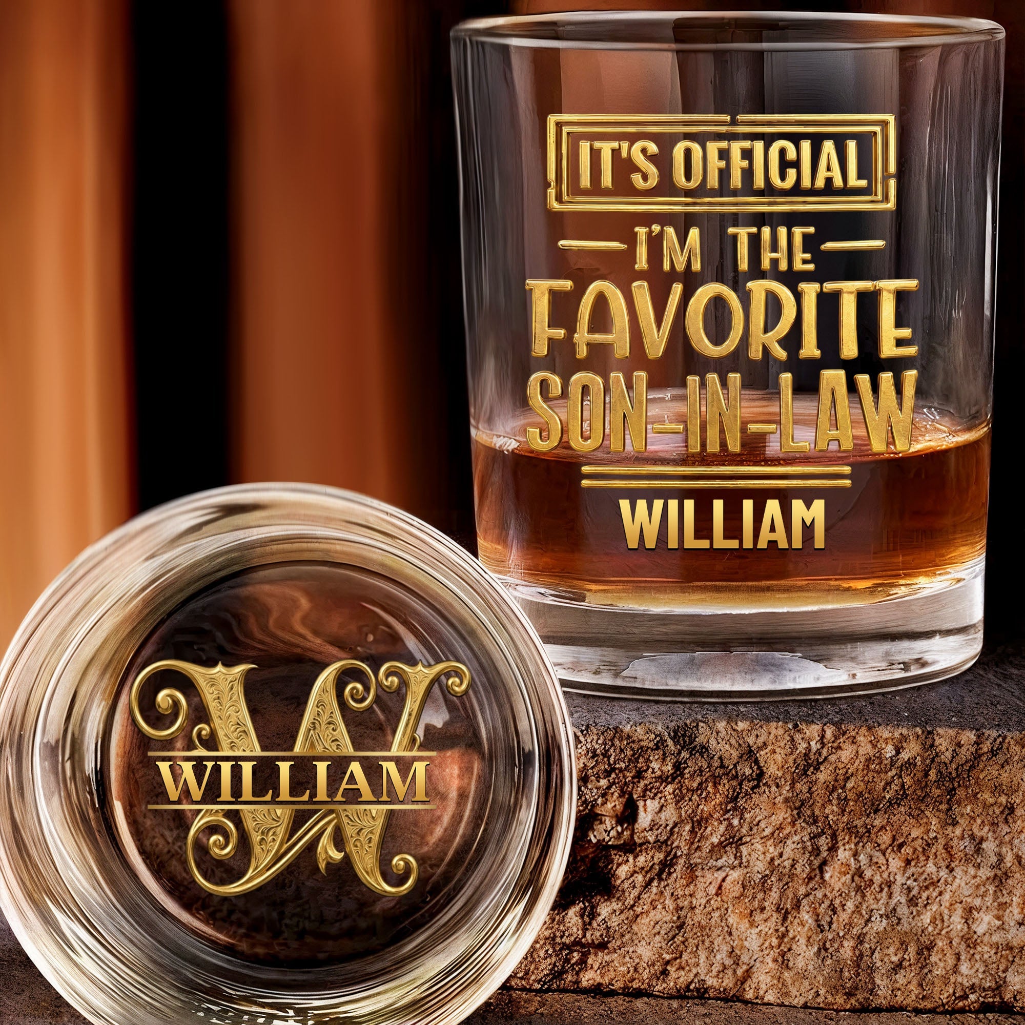 Personalized Whiskey Glass Custom Name Gift for Son-in-Law Whiskey Glass GradoCreations