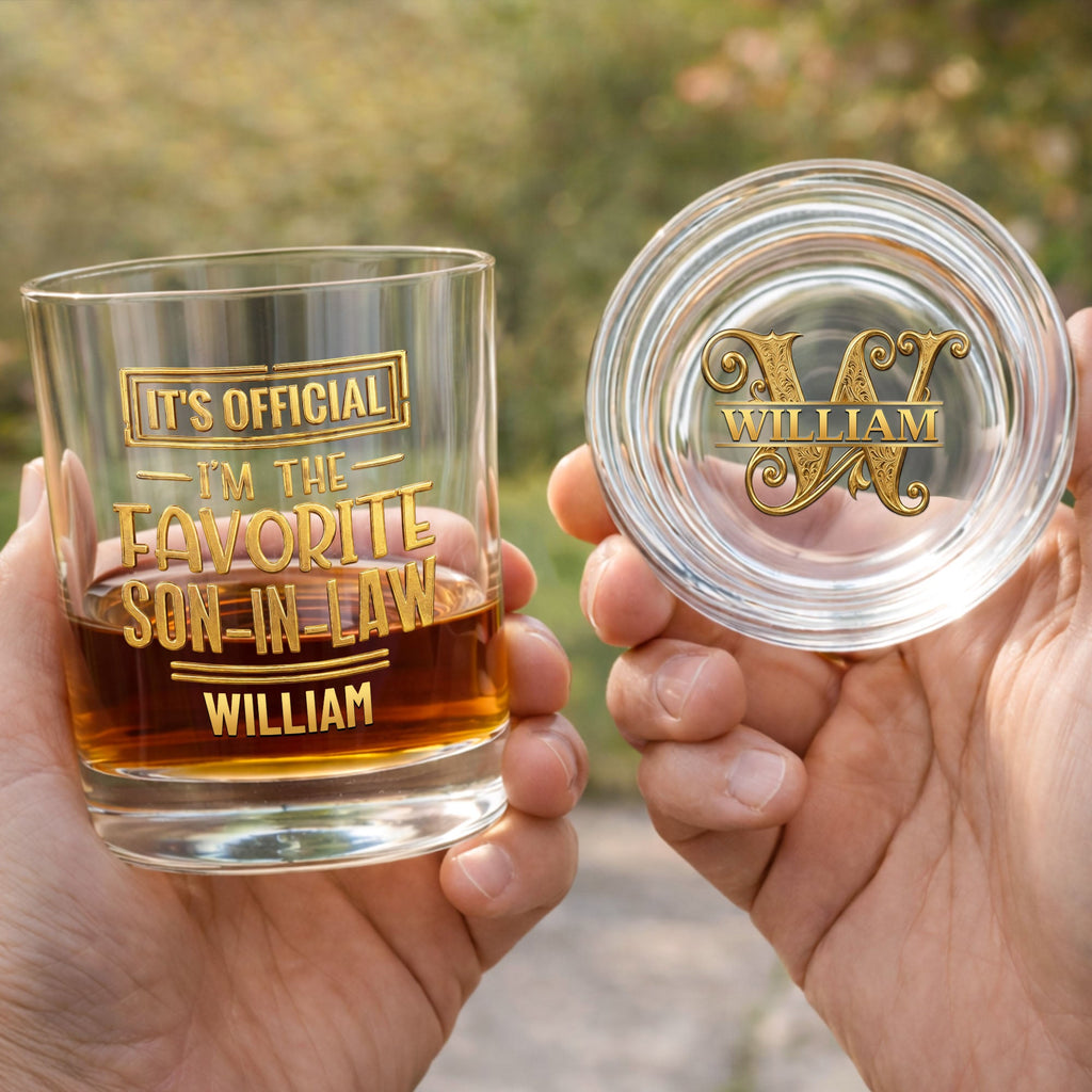 Personalized Whiskey Glass Custom Name Gift for Son-in-Law Whiskey Glass GradoCreations